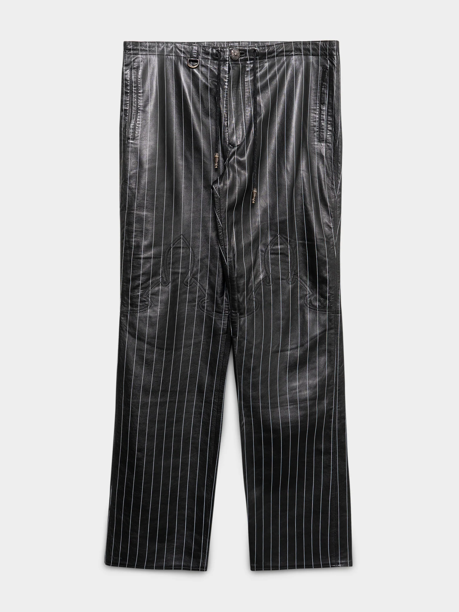 1/1 Pinstripe Leather Fleurknee Pants