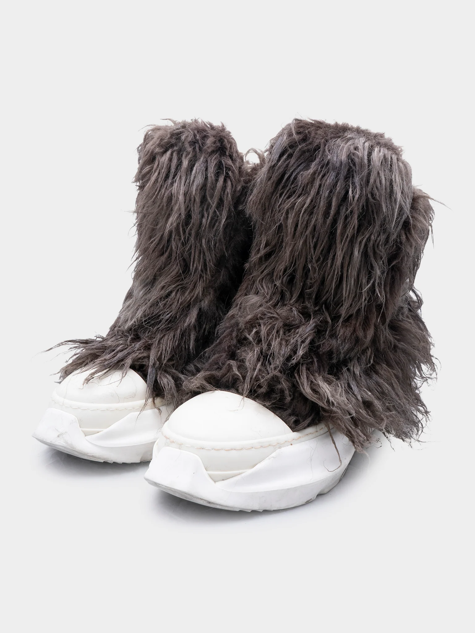Abstract Fur Trim Hi-top Ramones