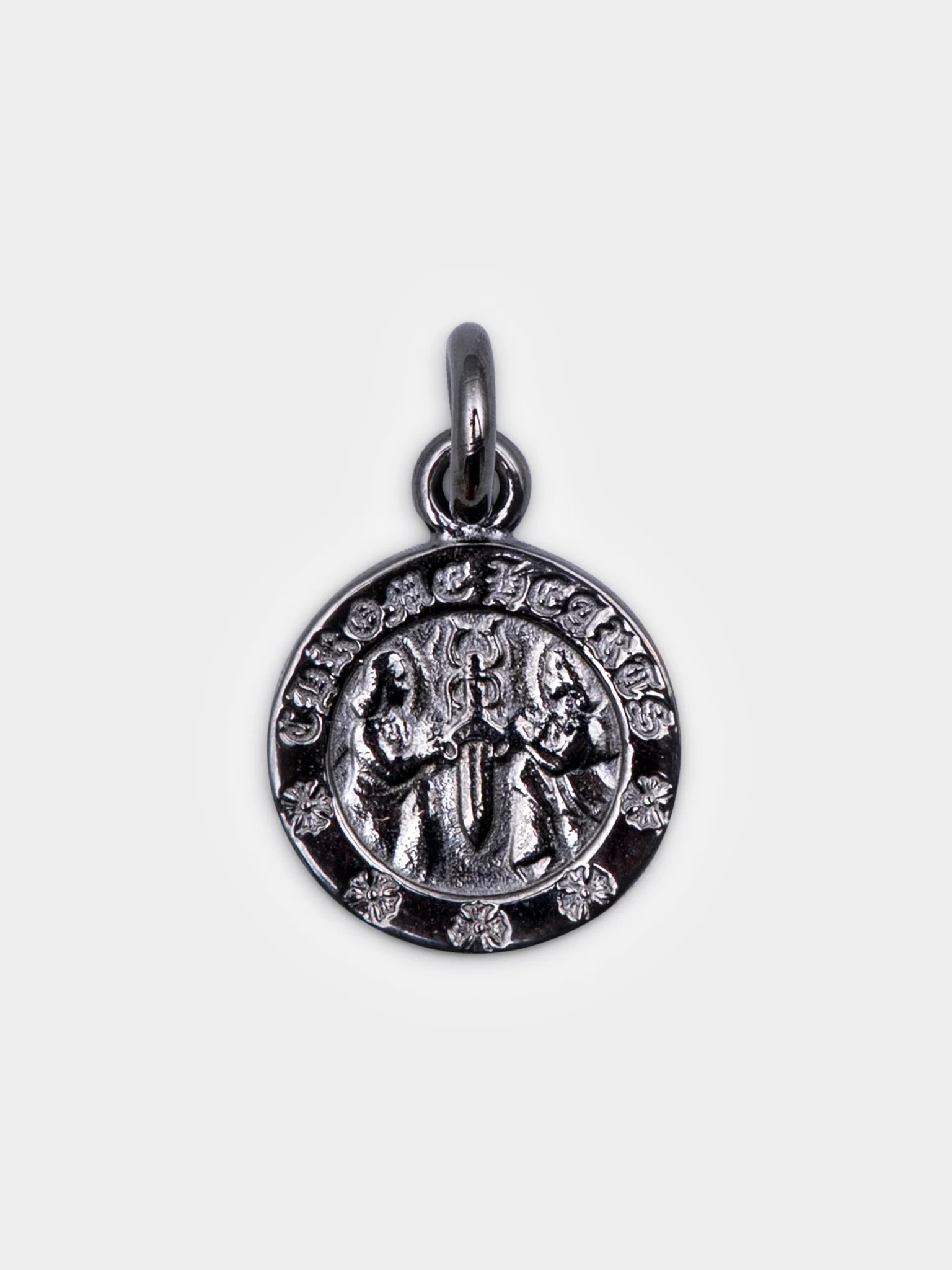 Black Rhodium Angel Medallion Pendant