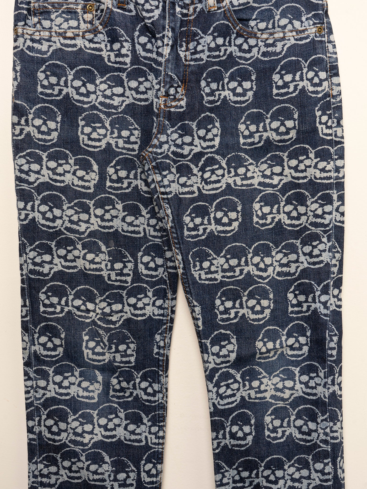 Blue Skull Print Jeans - Image 2