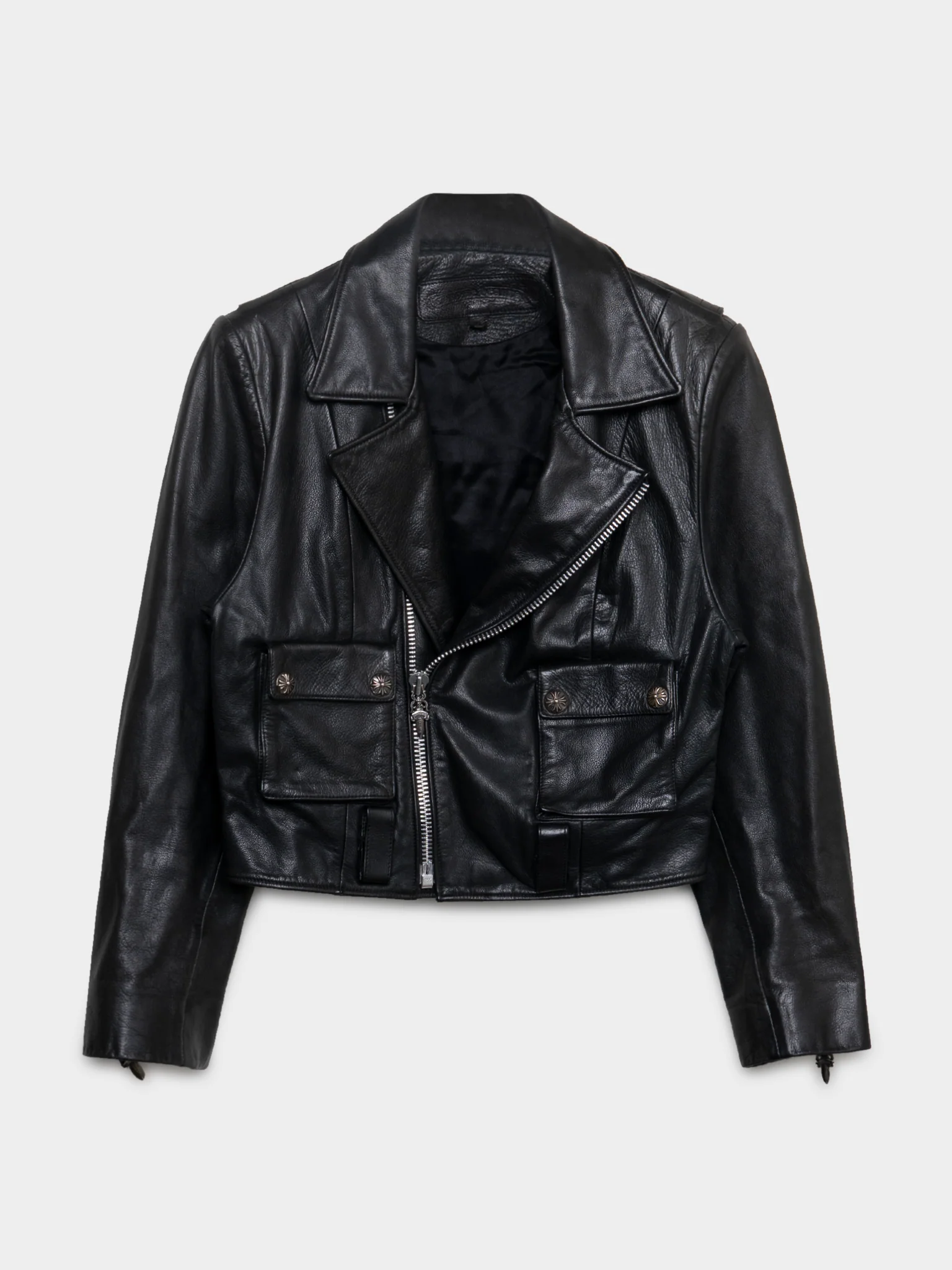 Cropped Leather Rider Jacket