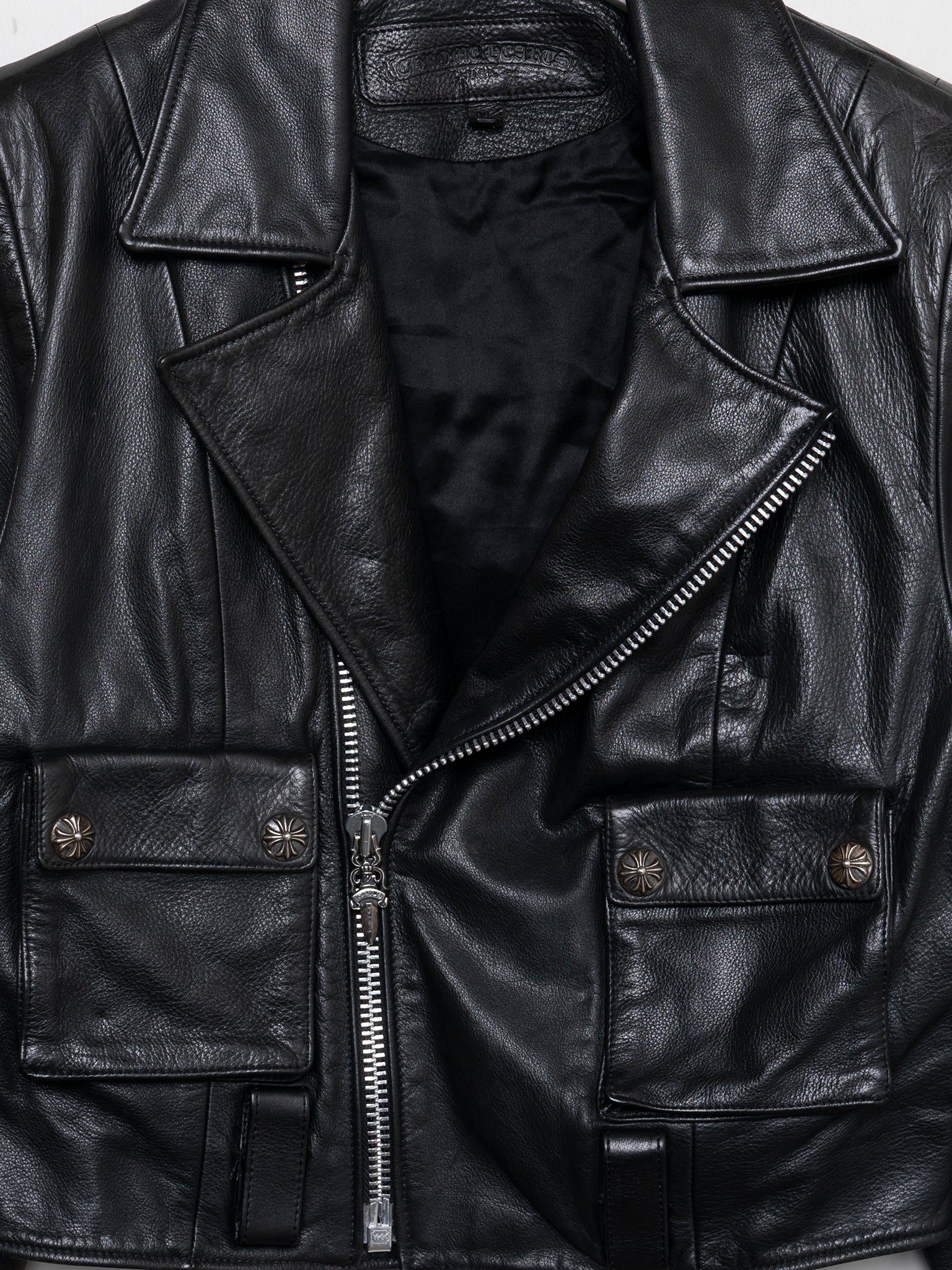 Cropped Leather Rider Jacket - Image 2