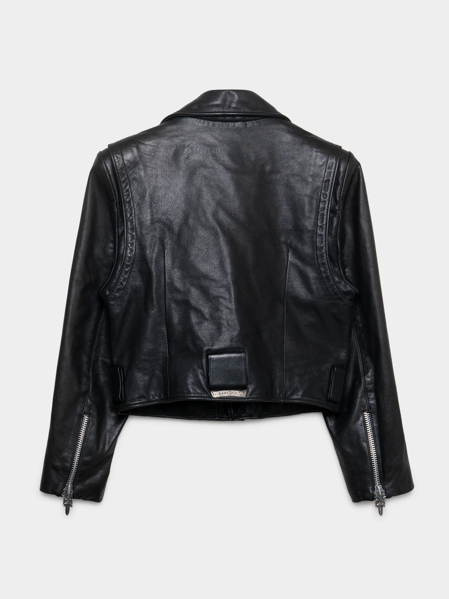 Cropped Leather Rider Jacket - Image 3