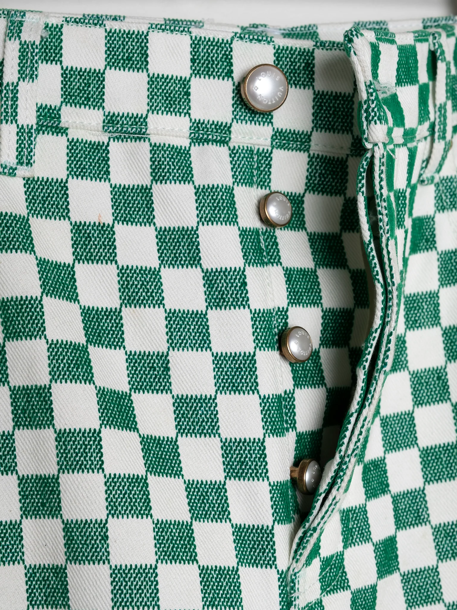 Fuzzy Damier Flared Jeans - Image 3