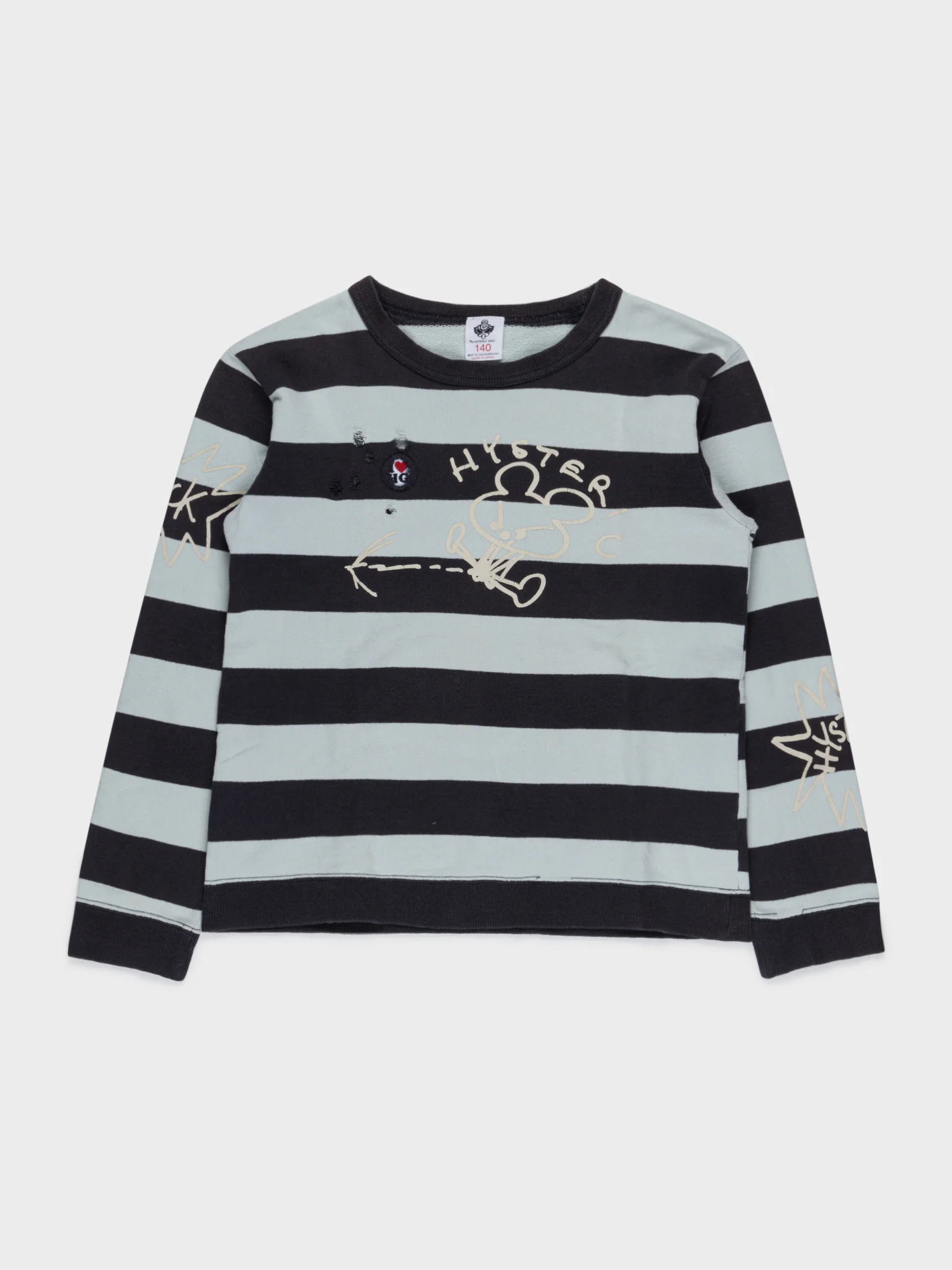 Distressed Striped Long Sleeve T-Shirt