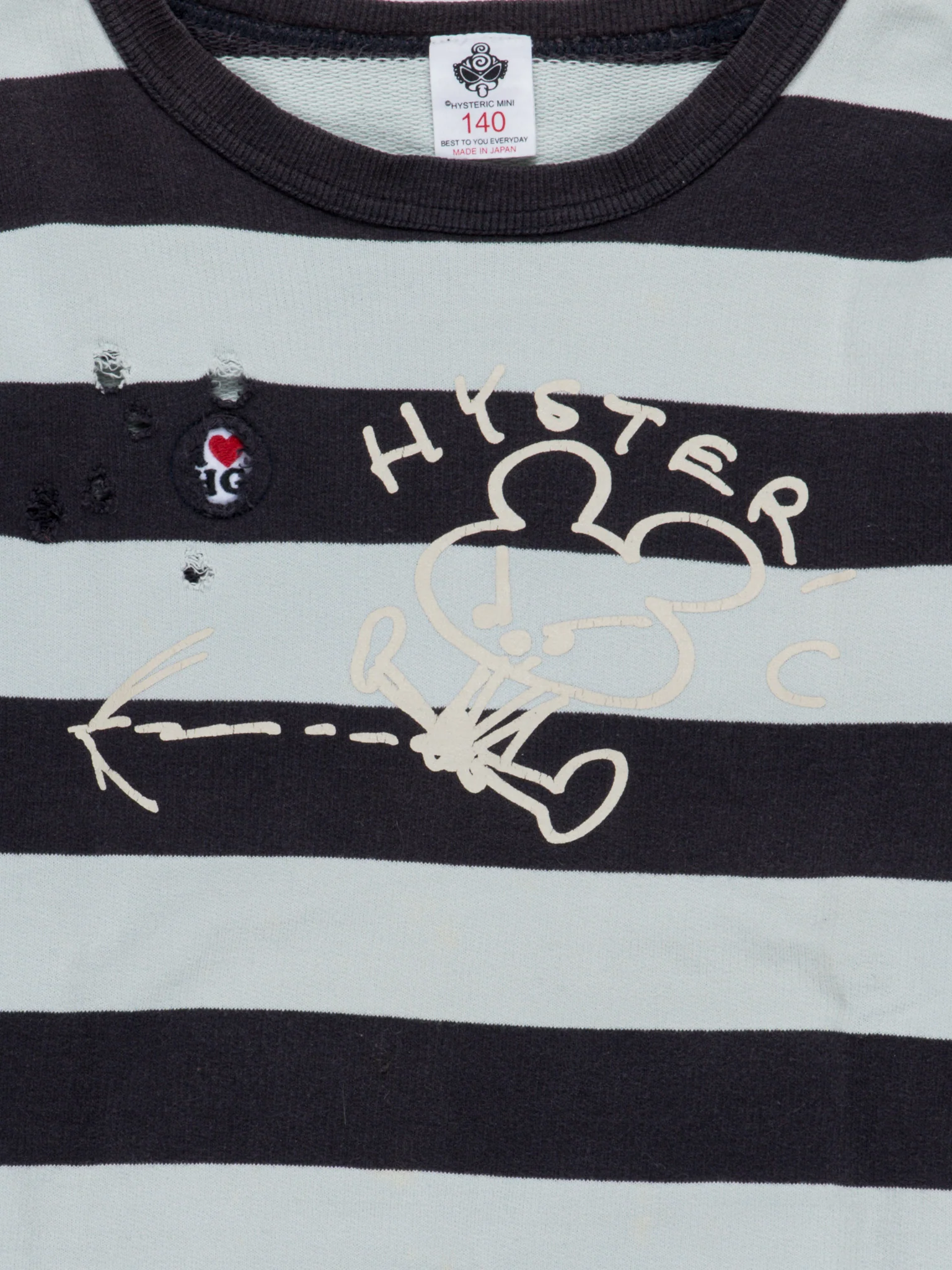 Distressed Striped Long Sleeve T-Shirt - Image 2