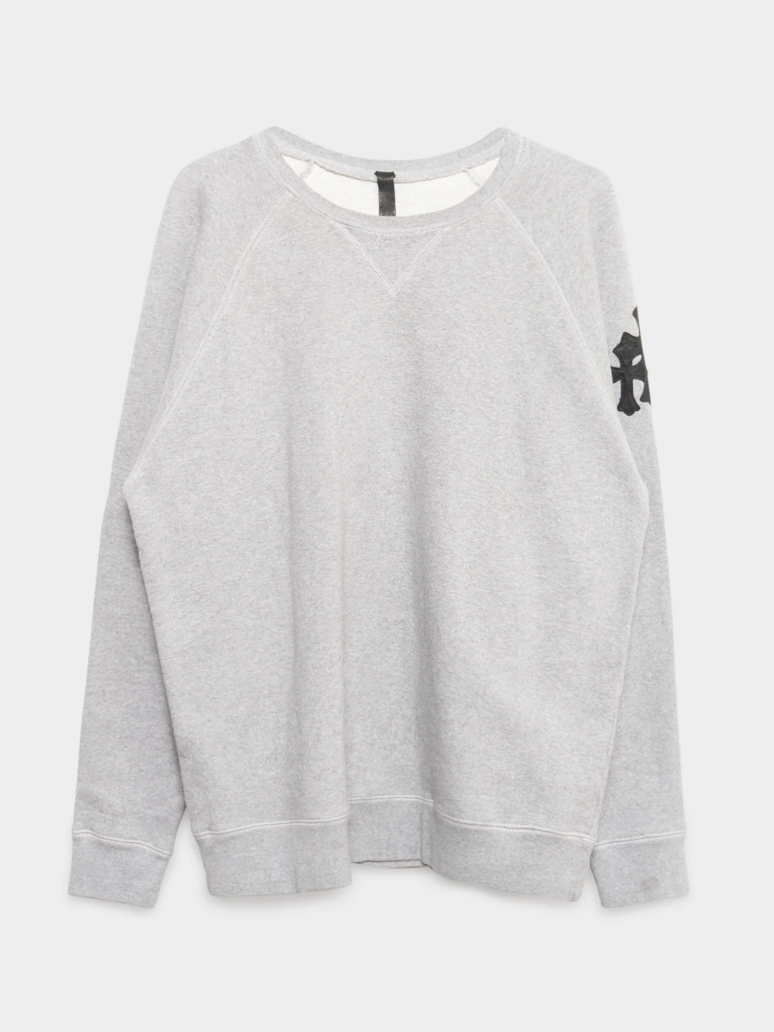 Grey Paper Jam Patched Crewneck