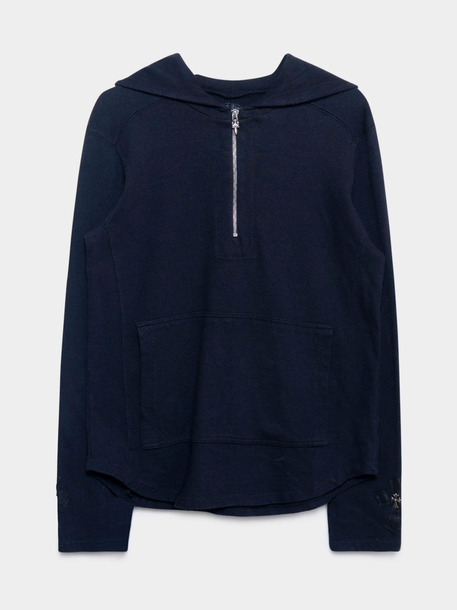 Half-Zip Silver Patched Hoodie