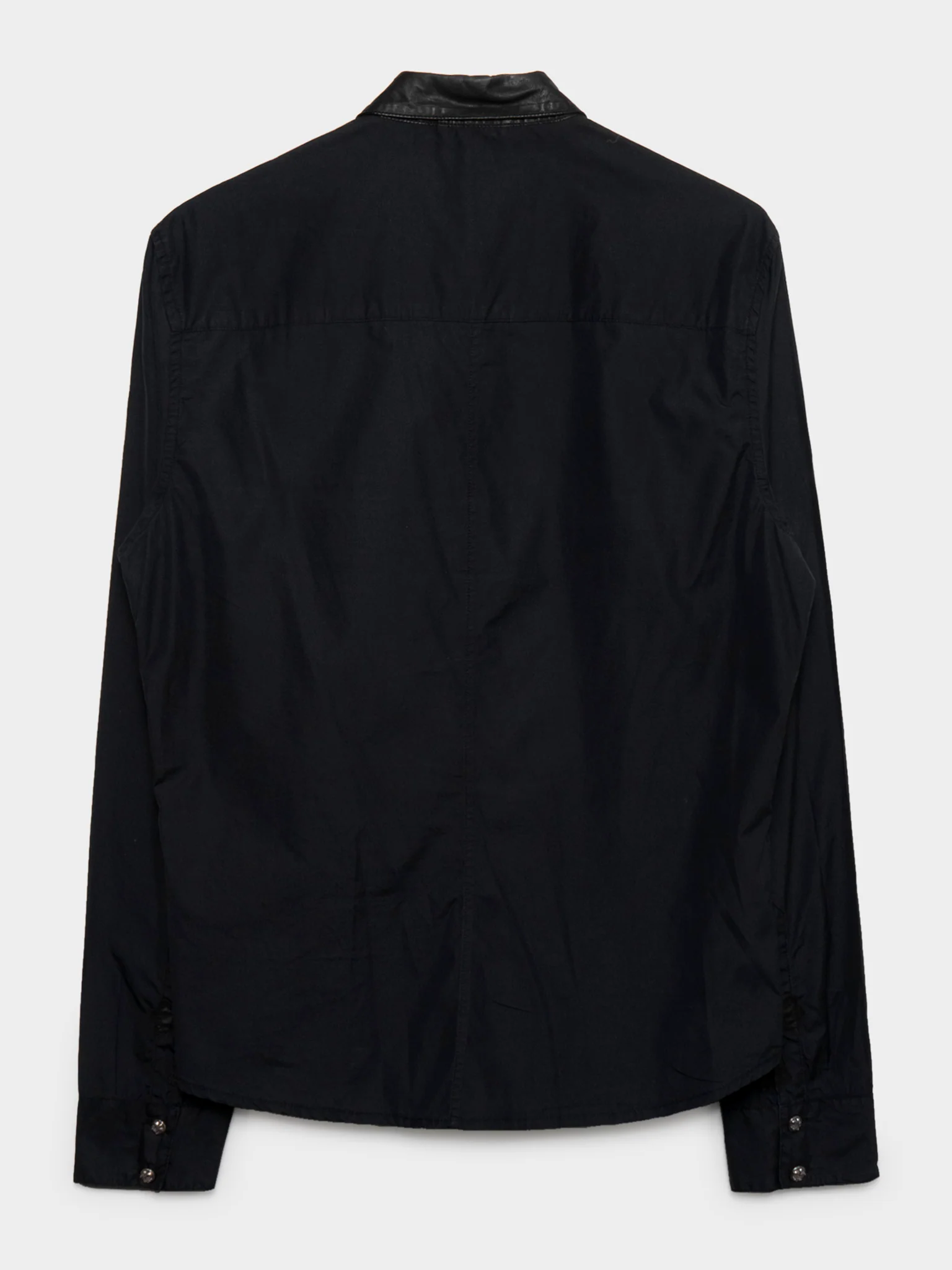 Leather Collar Button Down Shirt - Image 3