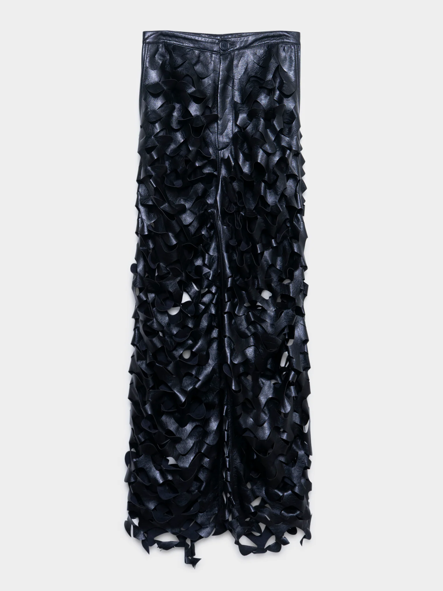 Laser Cut Wide Leg Leather Pants