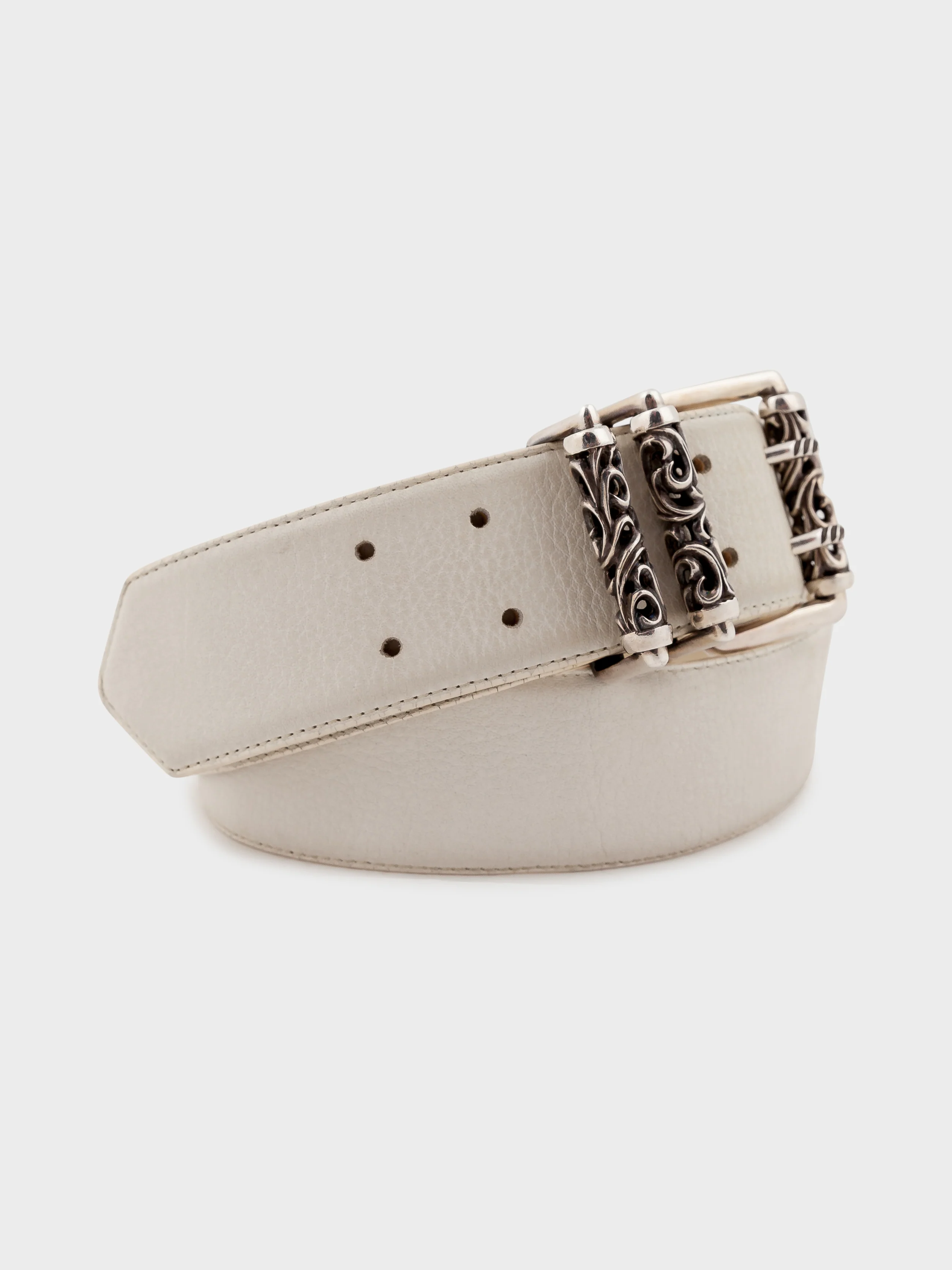 White Leather Roller Belt - Image 3
