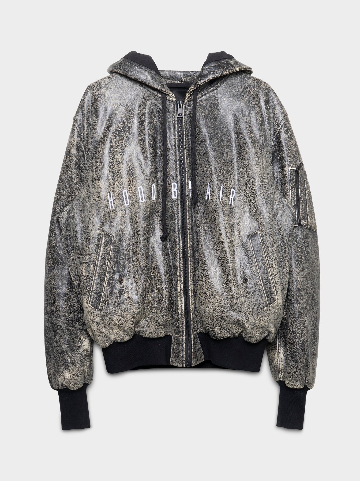 Leather Hooded Bomber