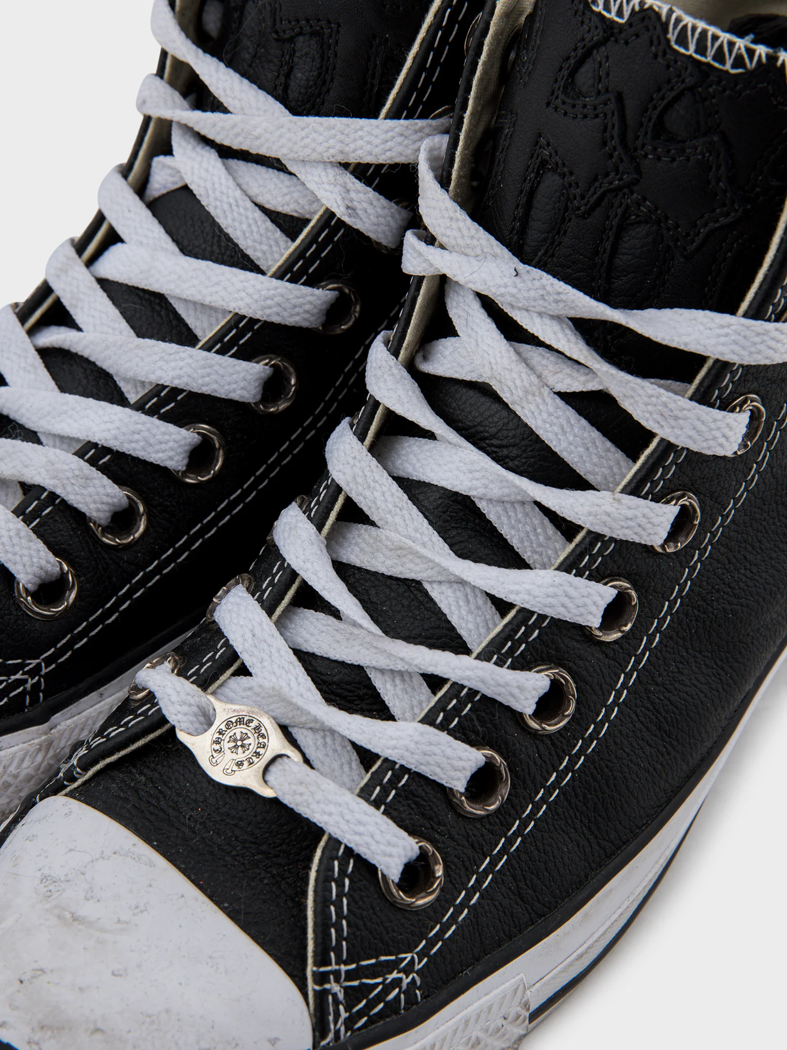 Cross Patched Leather Converse - Image 5