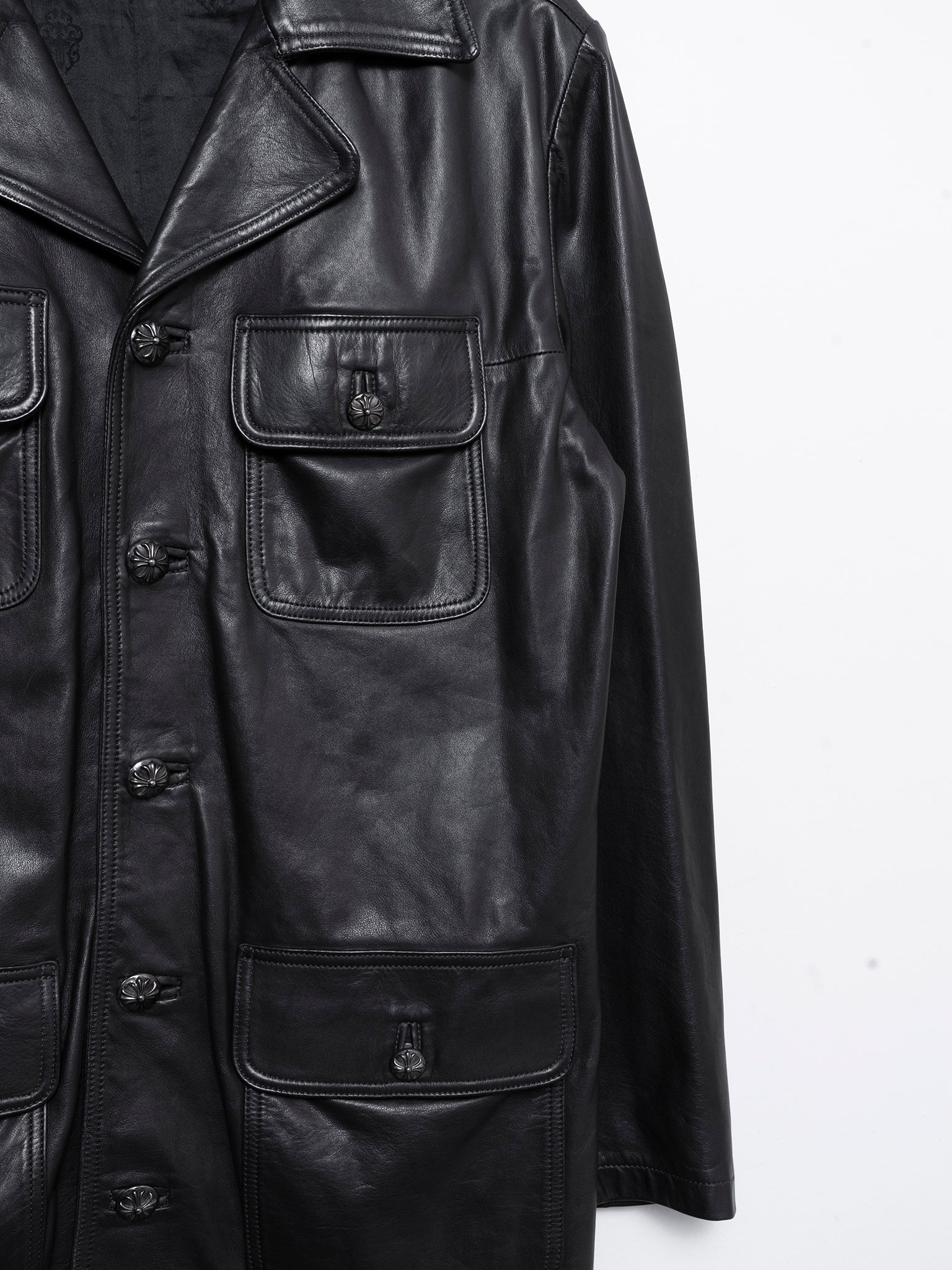 Leather Patched Trench Coat - Image 4