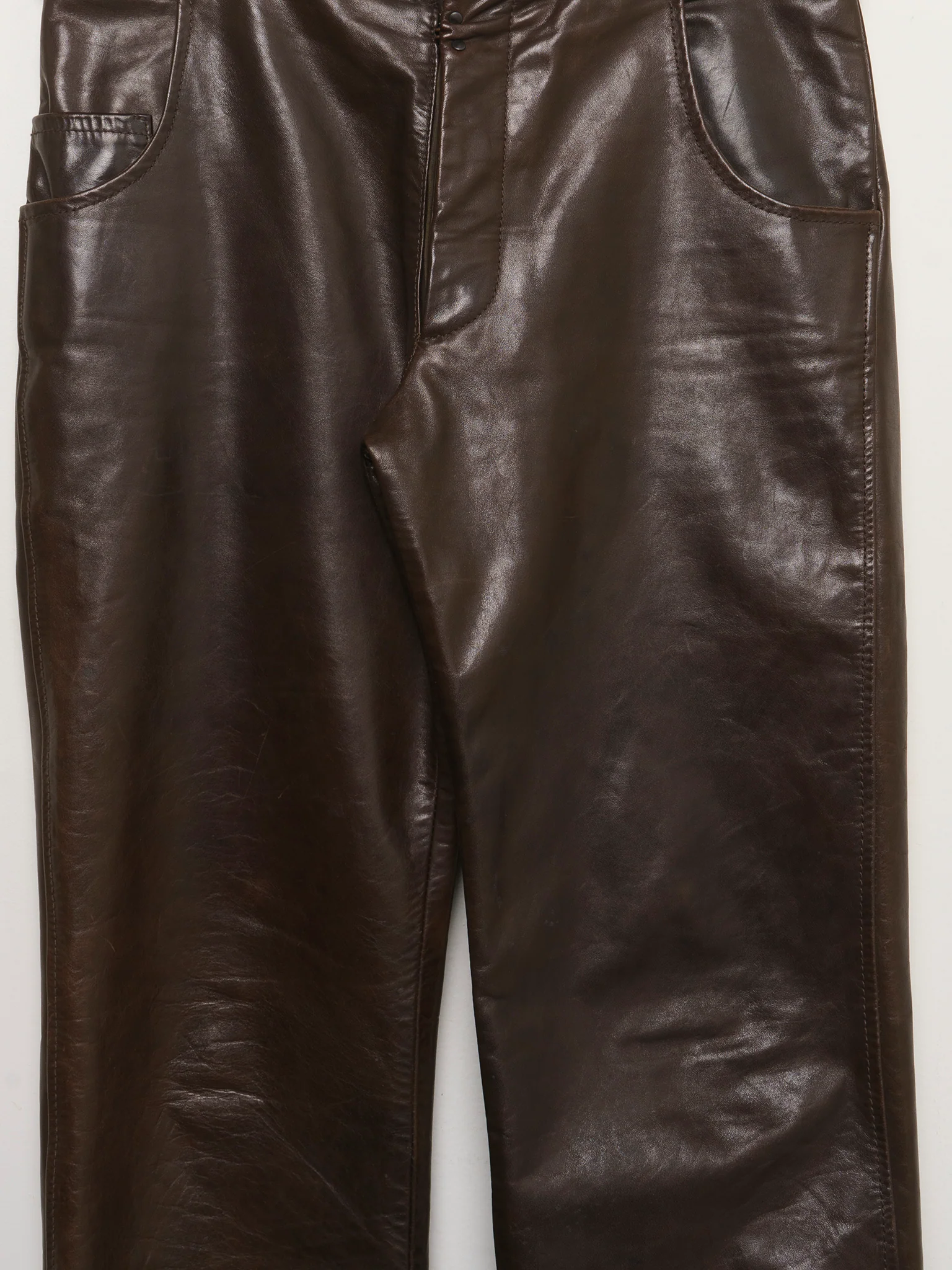 Mcqueen Brown Leather Pants - Image 2