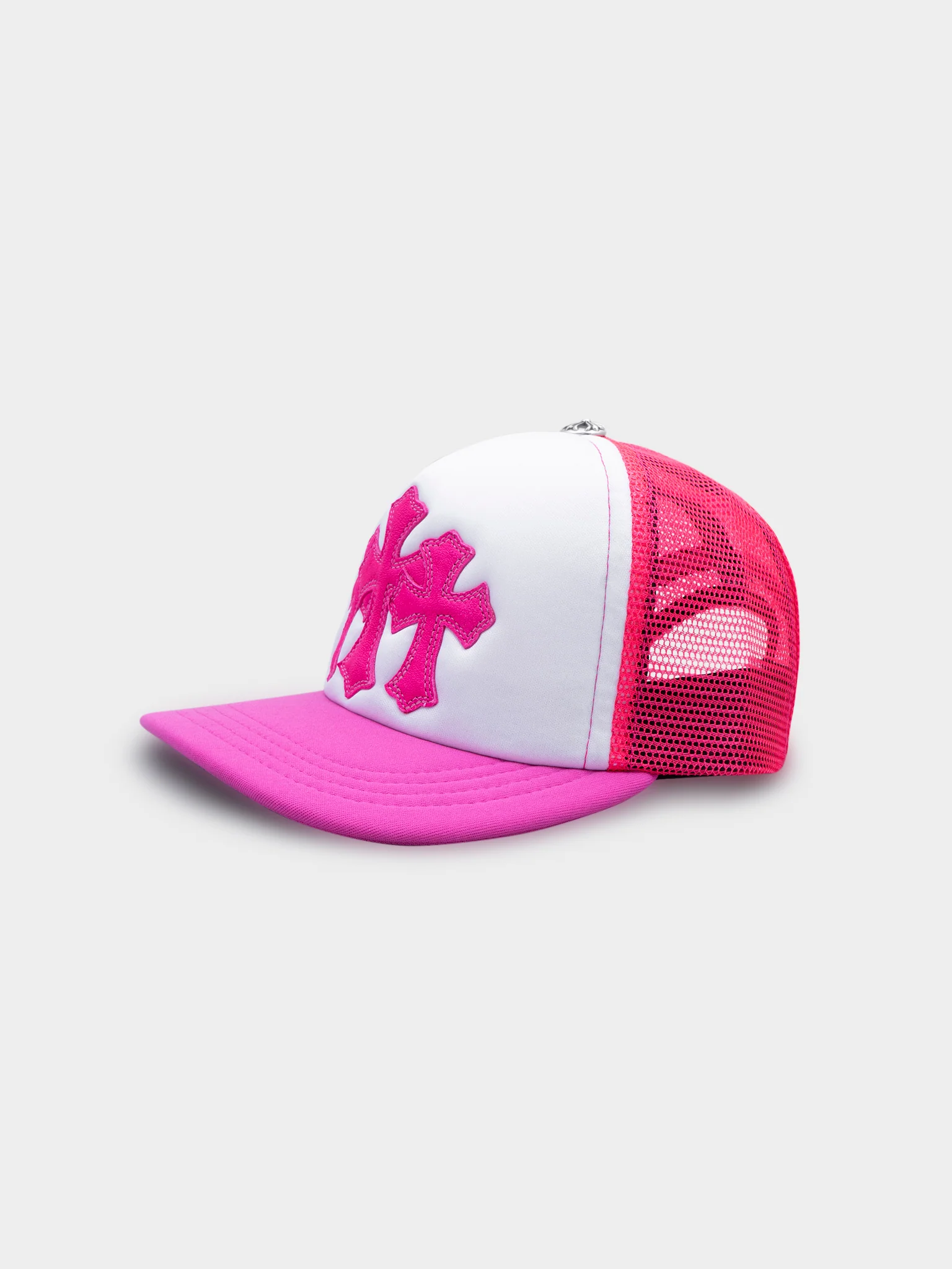 Neon Pink Triple Cross Trucker Hat - Image 2