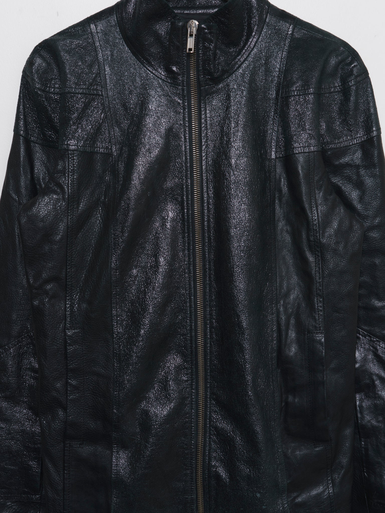 Paneled Leather Moto Jacket - Image 2