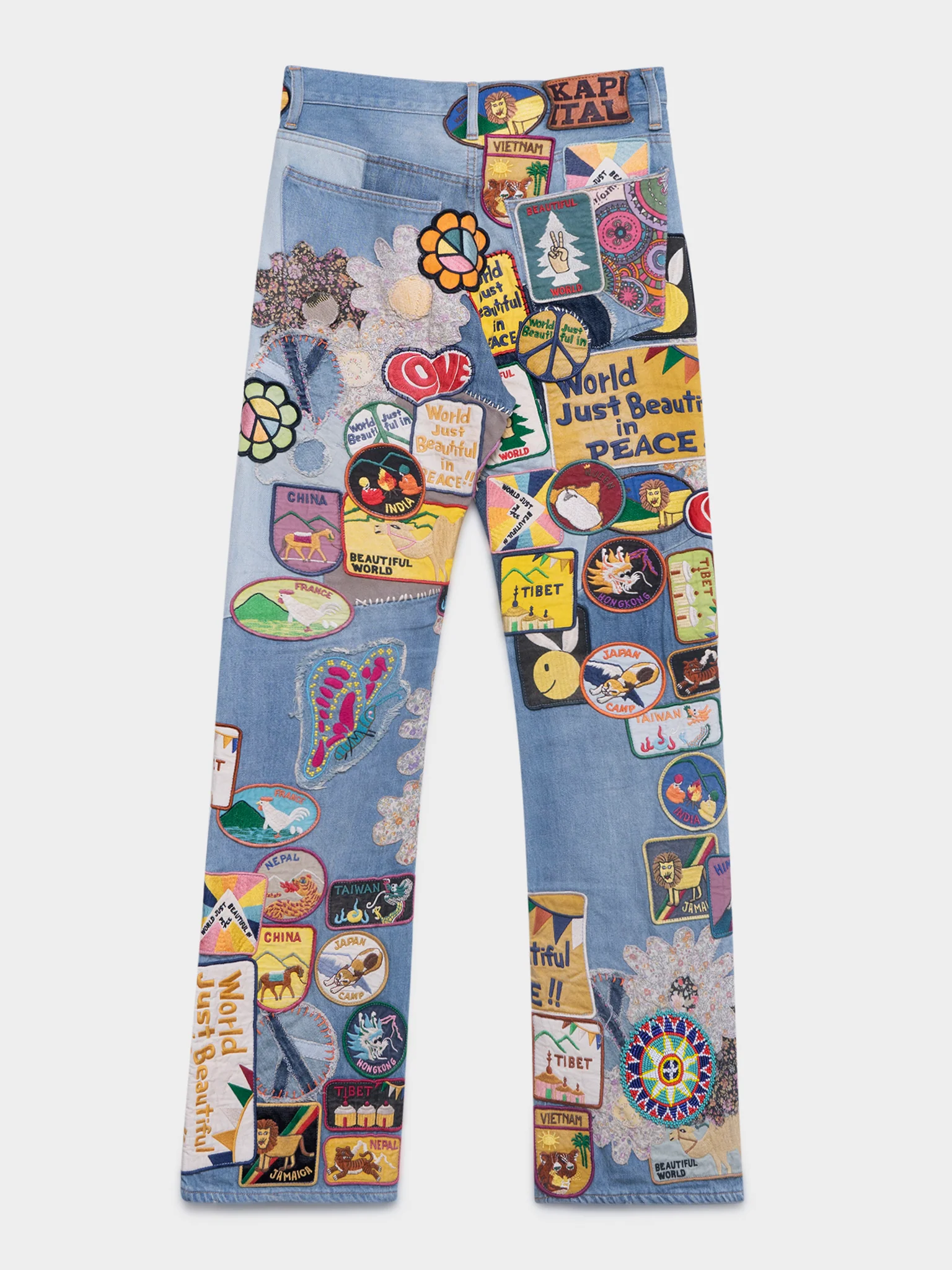 Peace Patch Appliquéd Flared Rat Jeans - Image 3