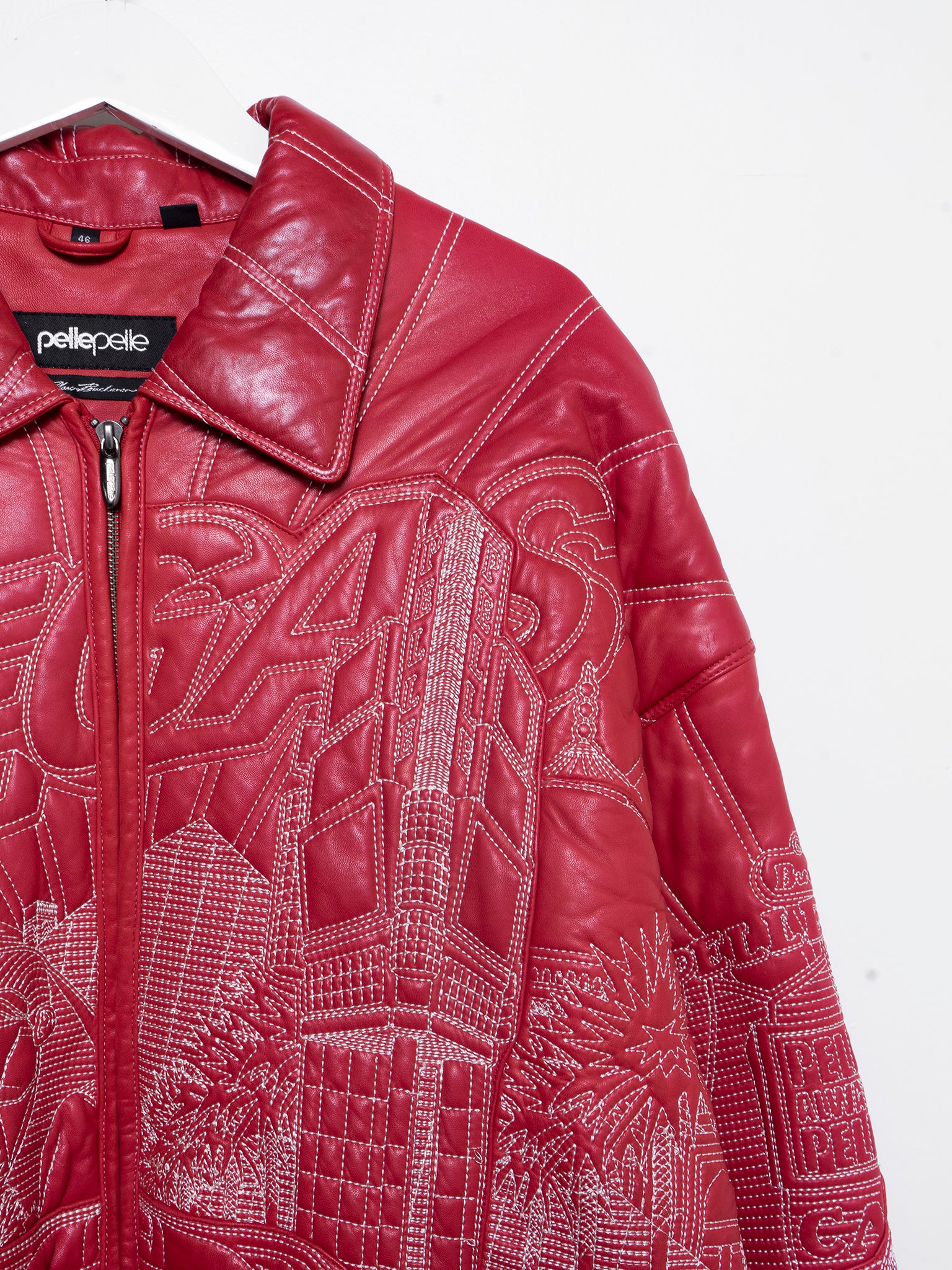 Vegas Embroidered Oversized Leather Jacket - Image 3