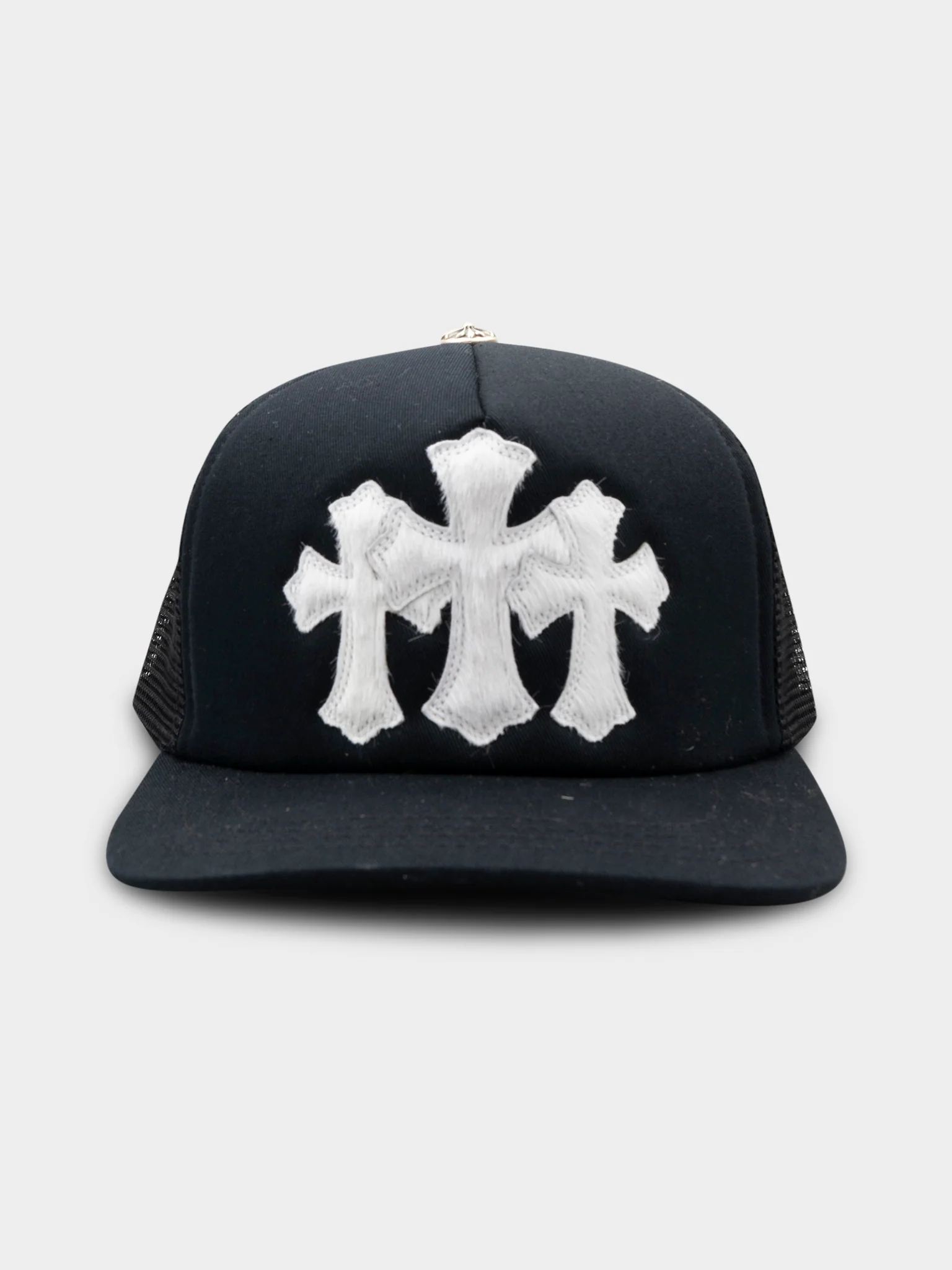 Pony Hair Triple Cross Patch Trucker Hat