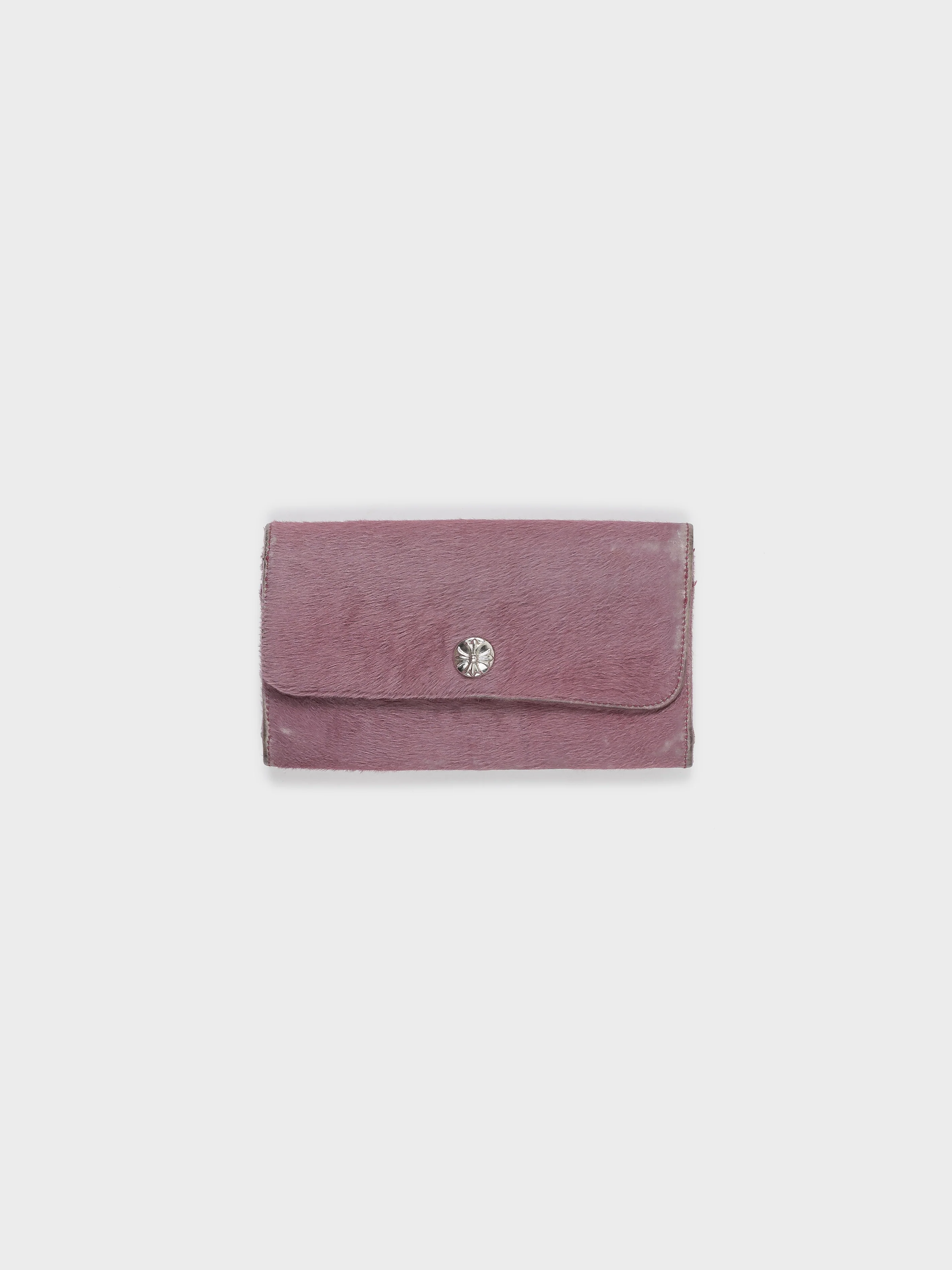 Pink Pony Hair Zip Wallet