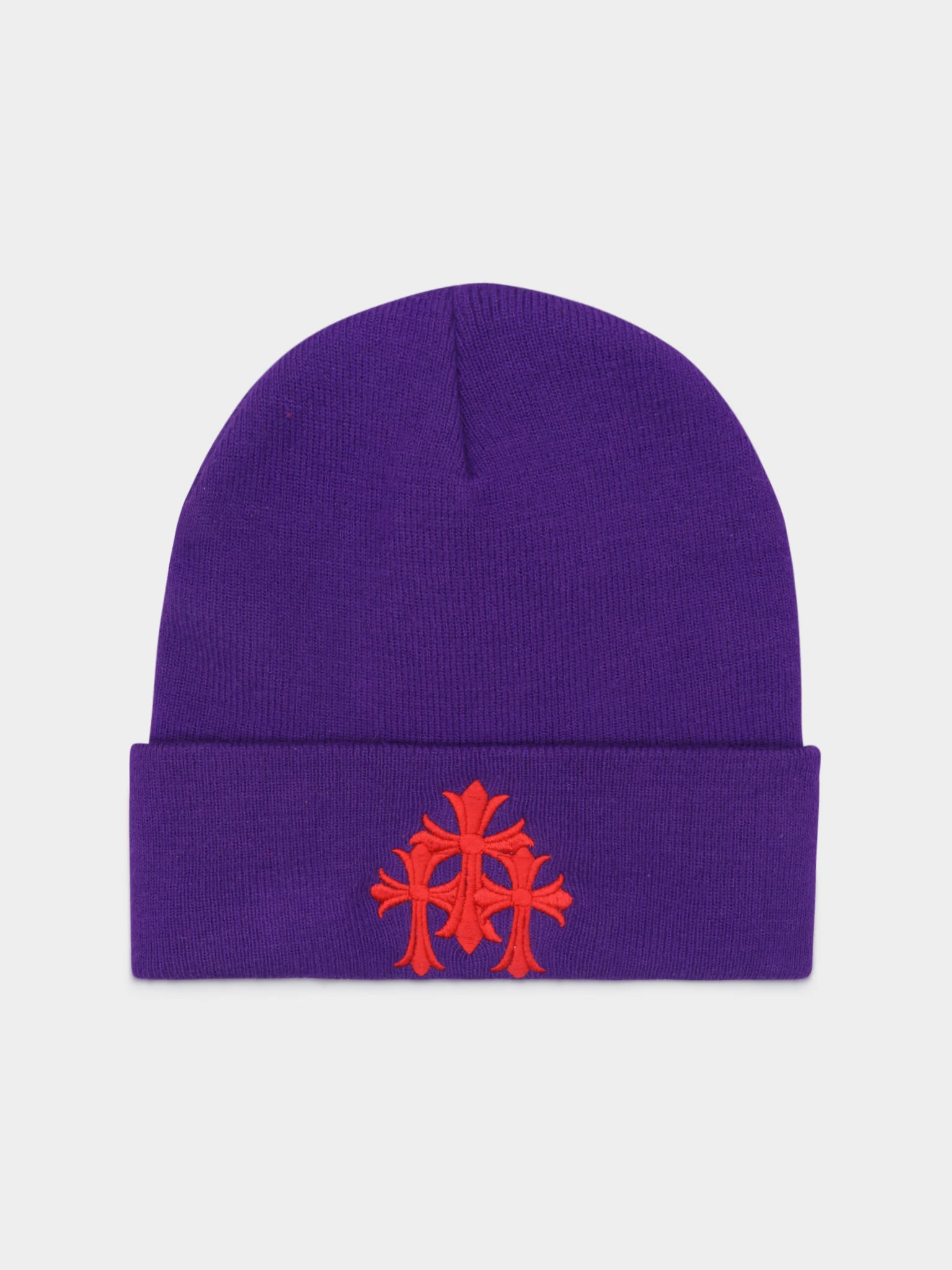 Purple & Red Triple Cross Beanie