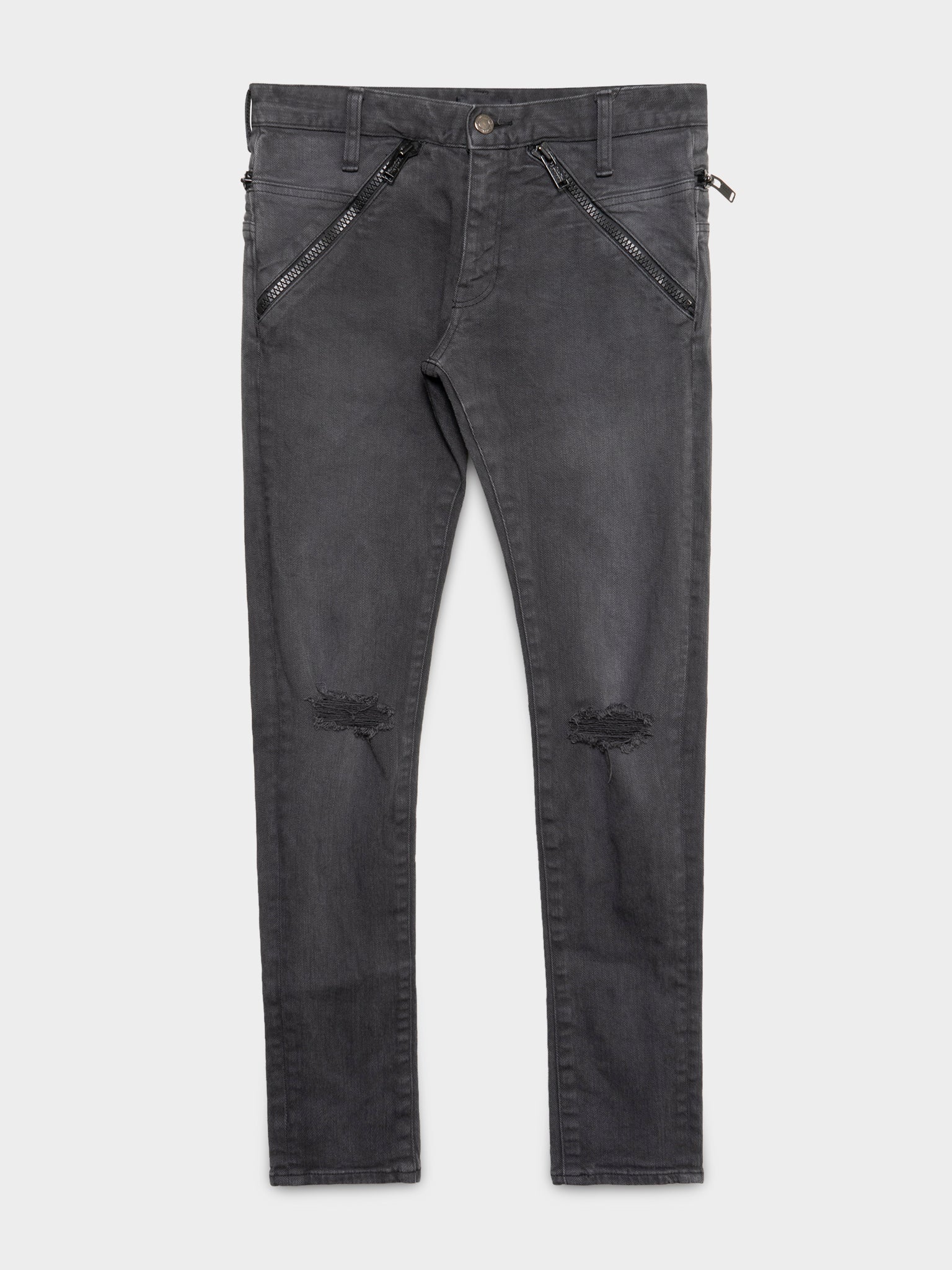Ripped Knee Zip Jeans
