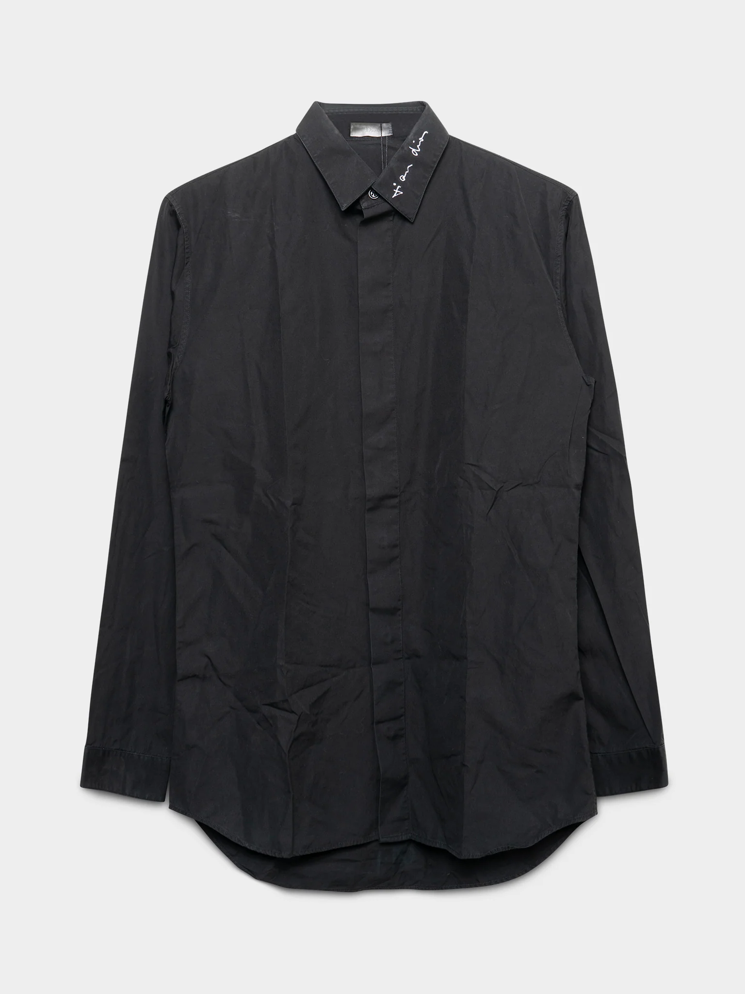 Script Collar Button Down Shirt