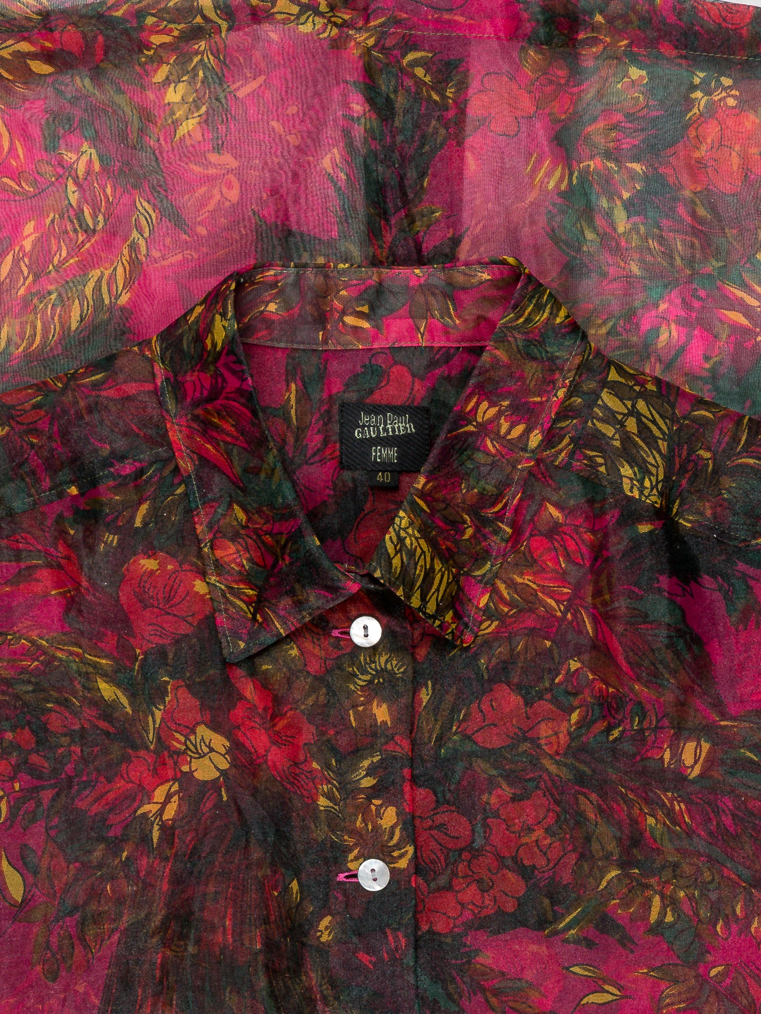 Semi Sheer Floral Button Up - Image 4
