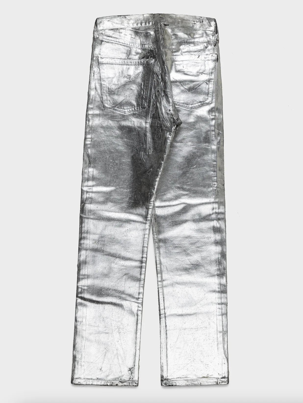 Artisanal Silver Painted Jeans - Image 2