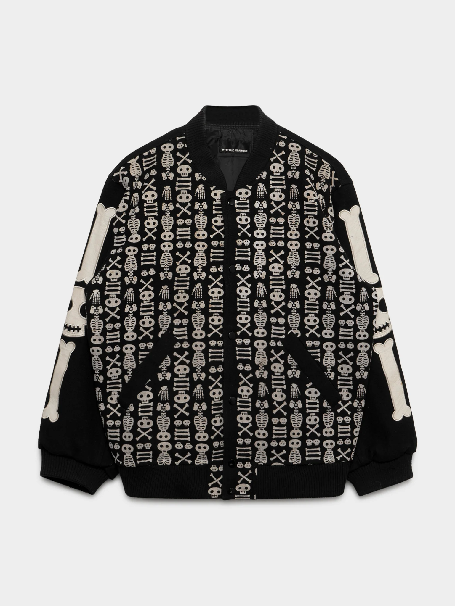 Embroidered Skeleton Varsity Jacket