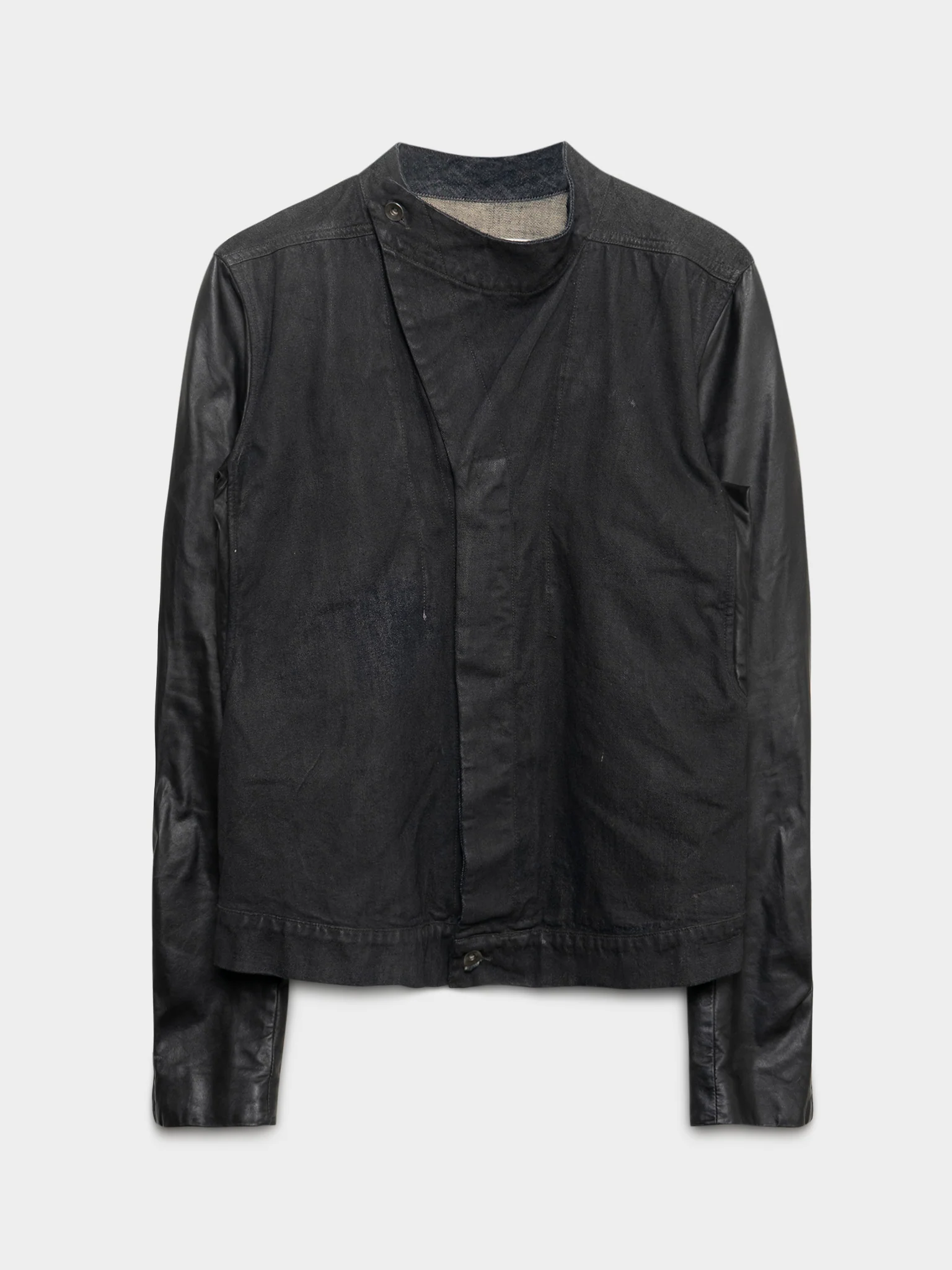 Slave Hustler Leather-Sleeved Denim Jacket