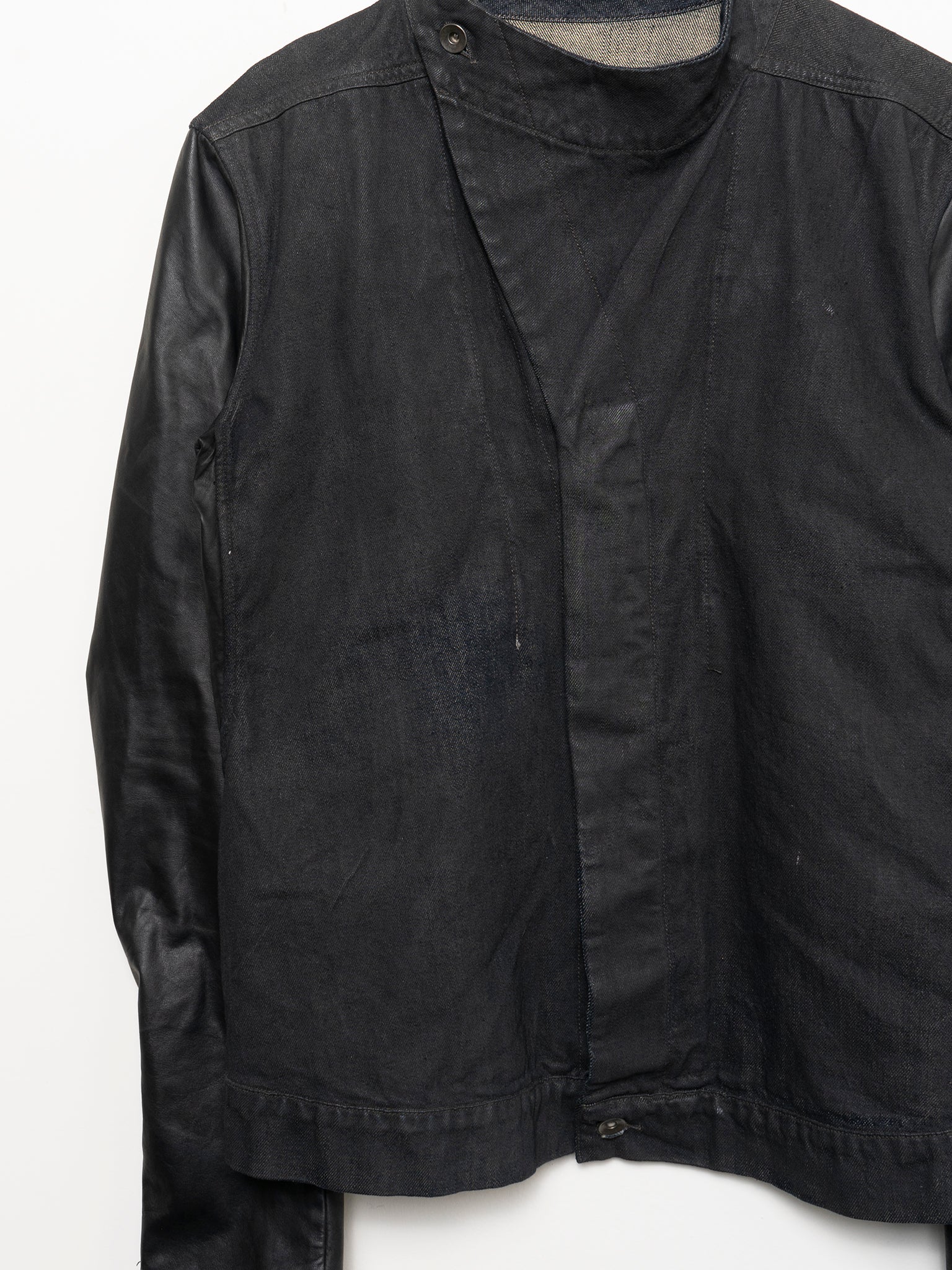 Slave Hustler Leather-Sleeved Denim Jacket - Image 2