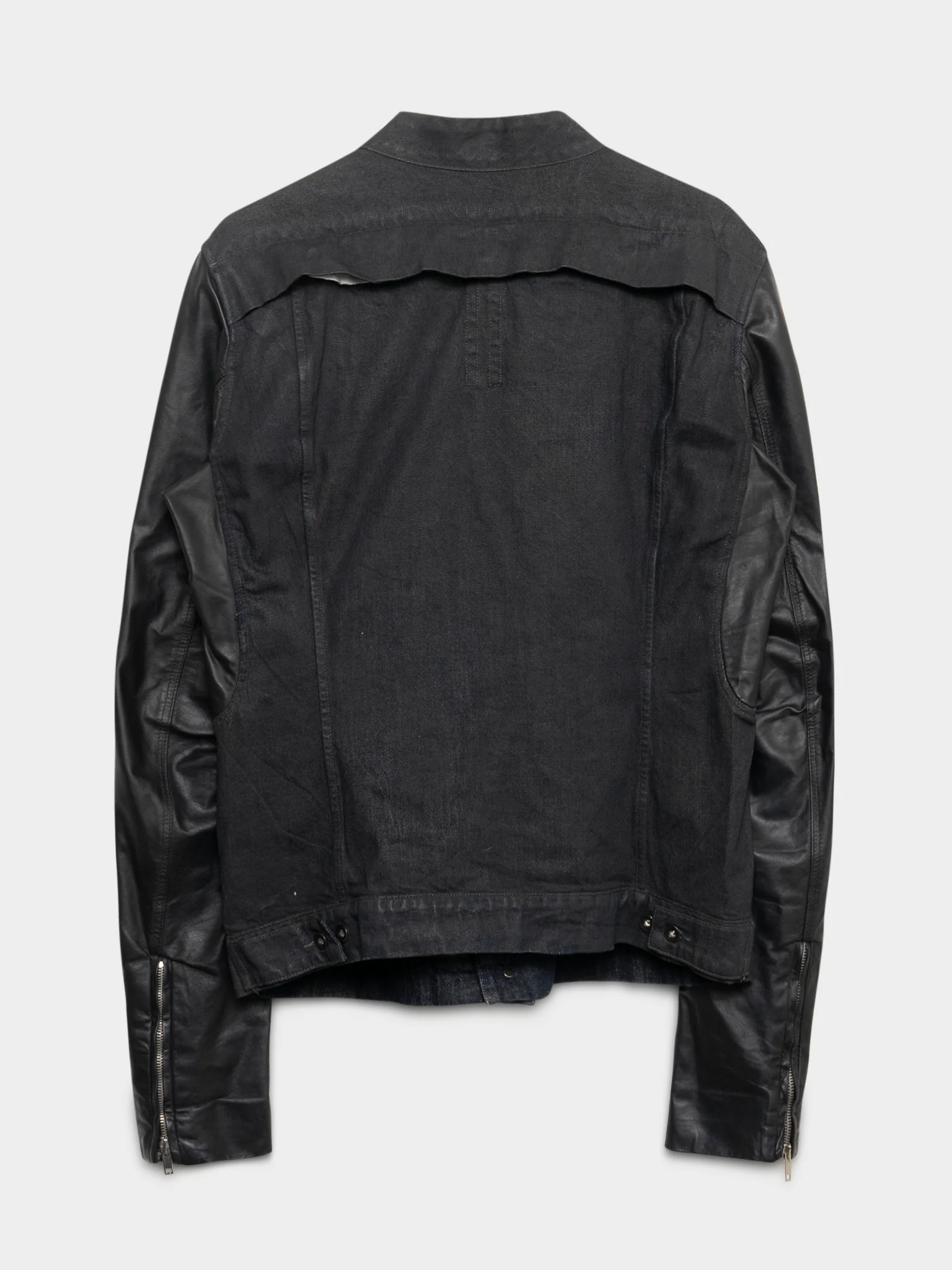 Slave Hustler Leather-Sleeved Denim Jacket - Image 3