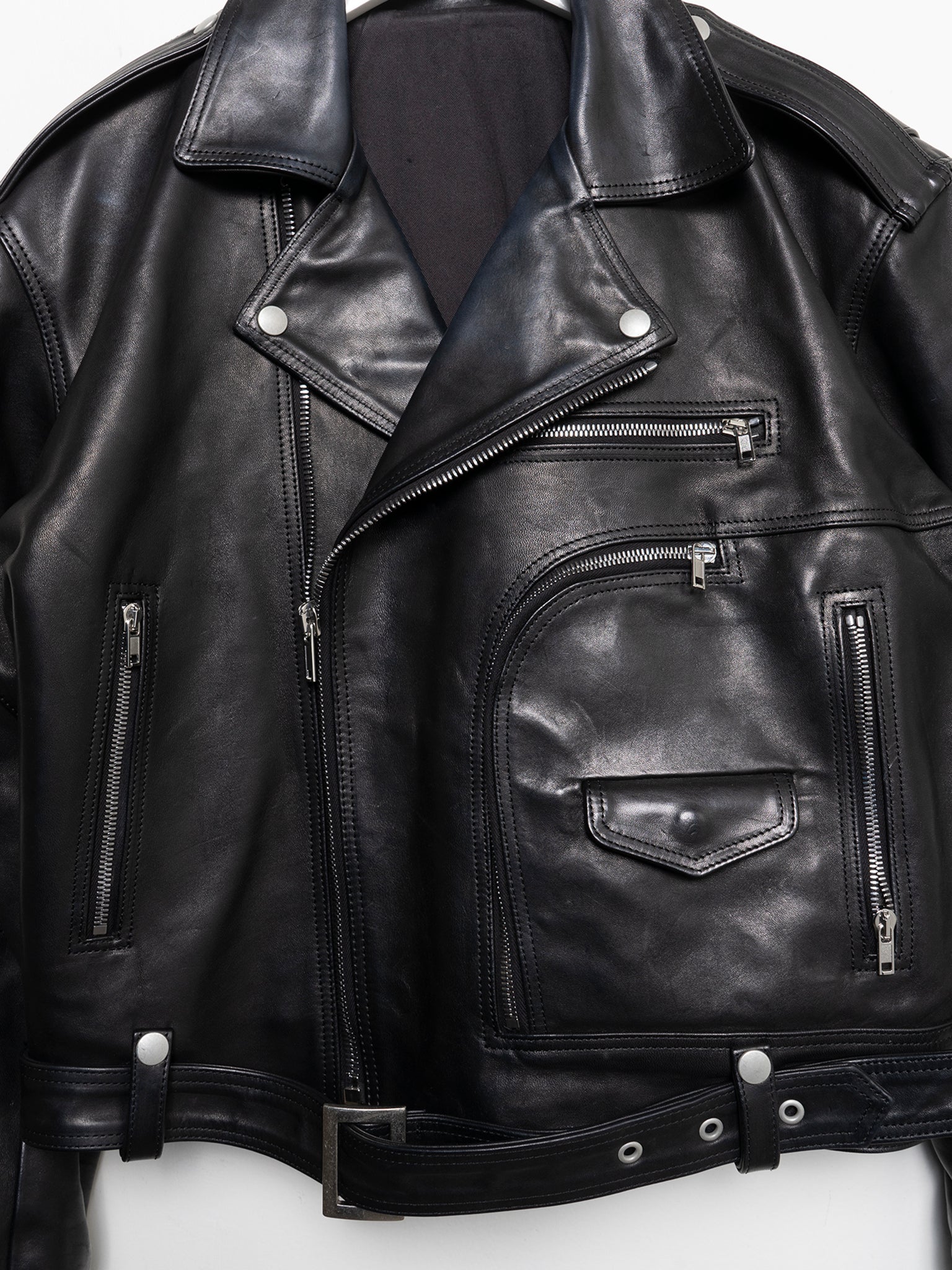 FW24 'Porterville' Cropped Horse Leather Jumbo Bauhaus Stooges Rider Jacket - Image 2
