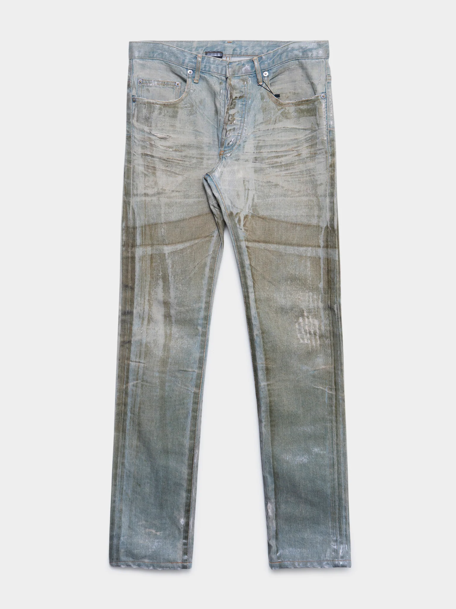 āStripā Ice Blue Waxed Jeans