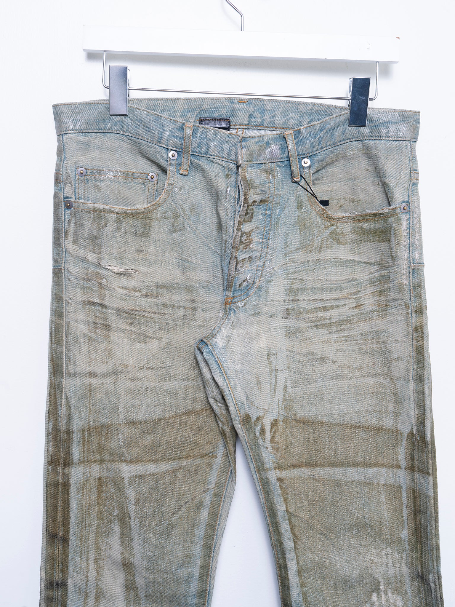 āStripā Ice Blue Waxed Jeans - Image 2