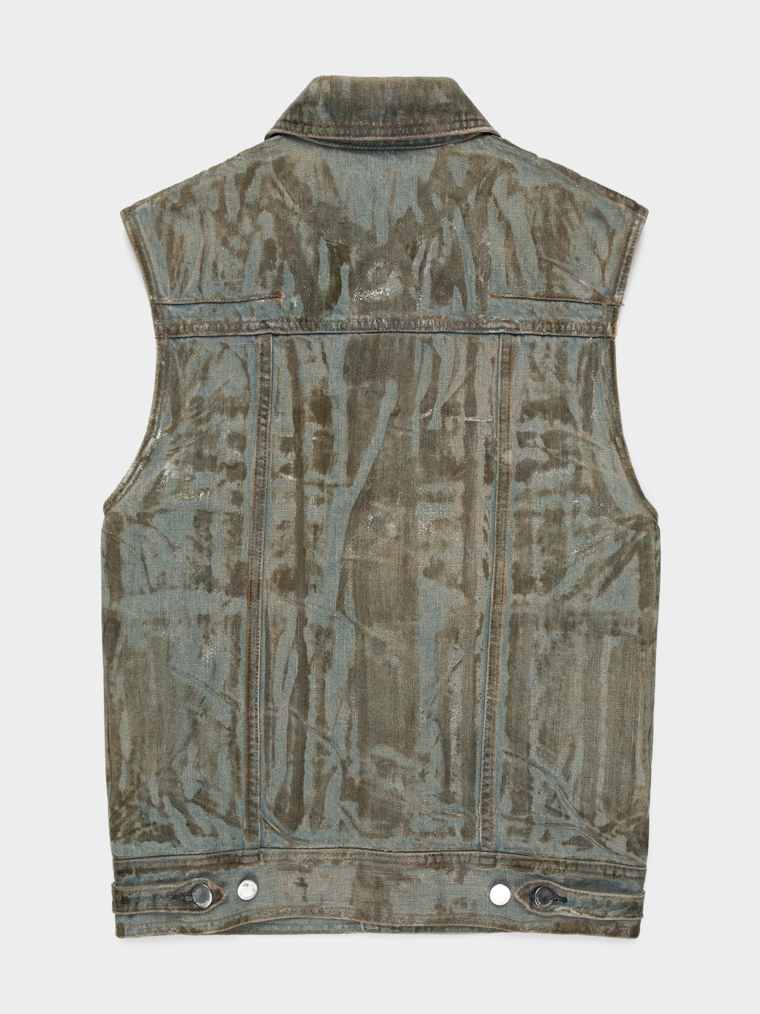 'Strip' Ice Blue Waxed Denim Vest - Image 2