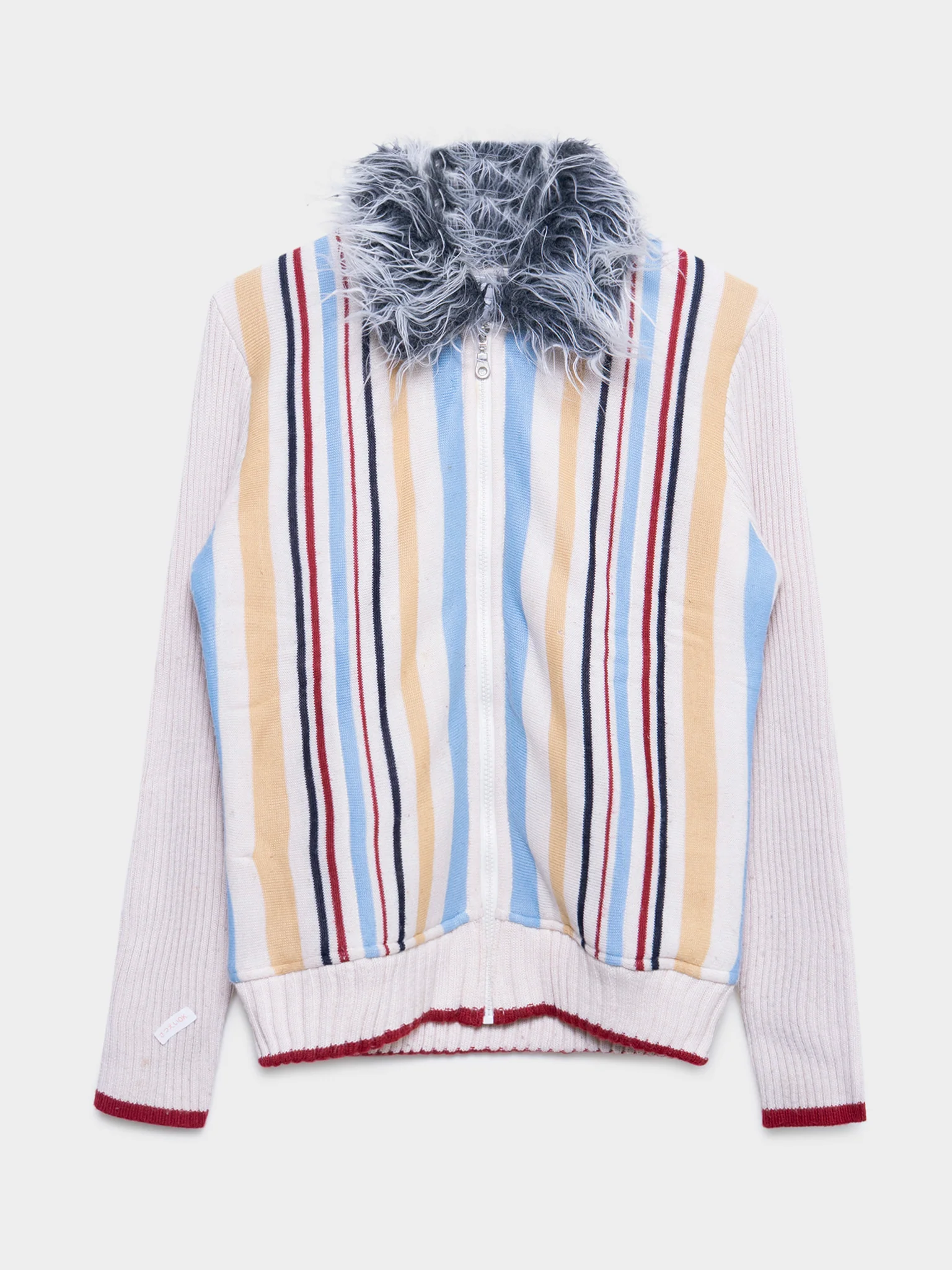 Striped Fur Collar Shirt