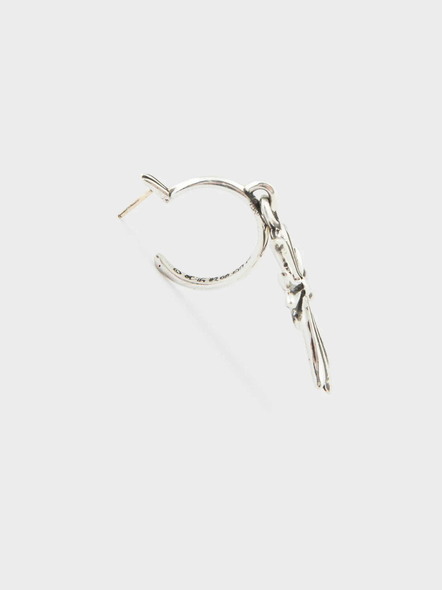 Tiny CH Cross Hoop Earring - Image 3