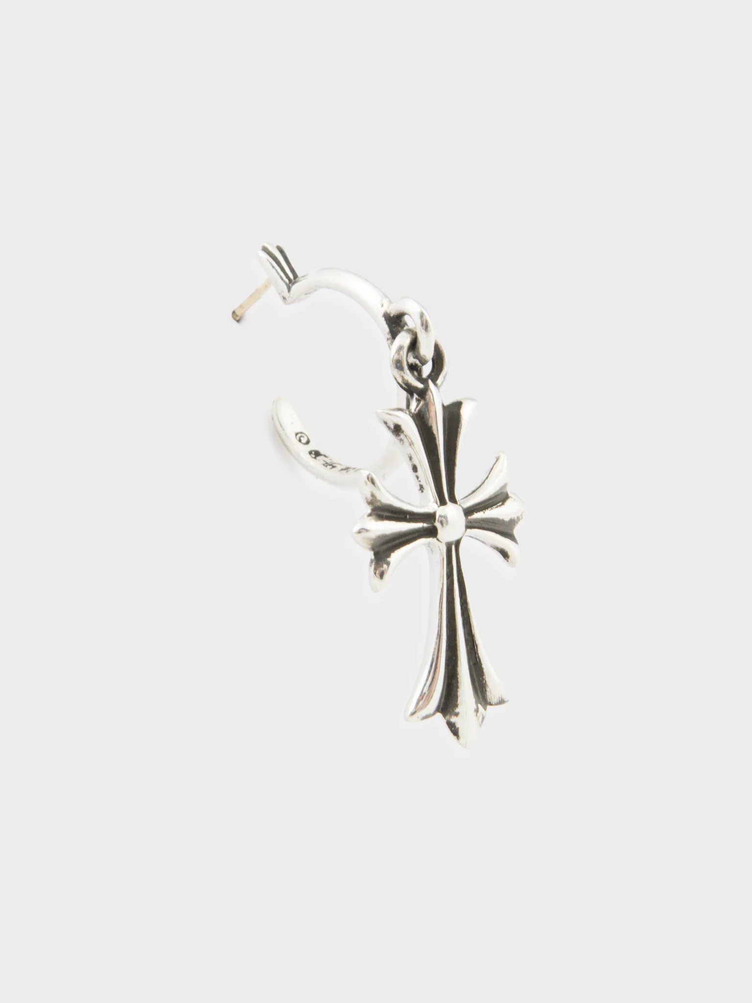 Tiny CH Cross Hoop Earring - Image 4