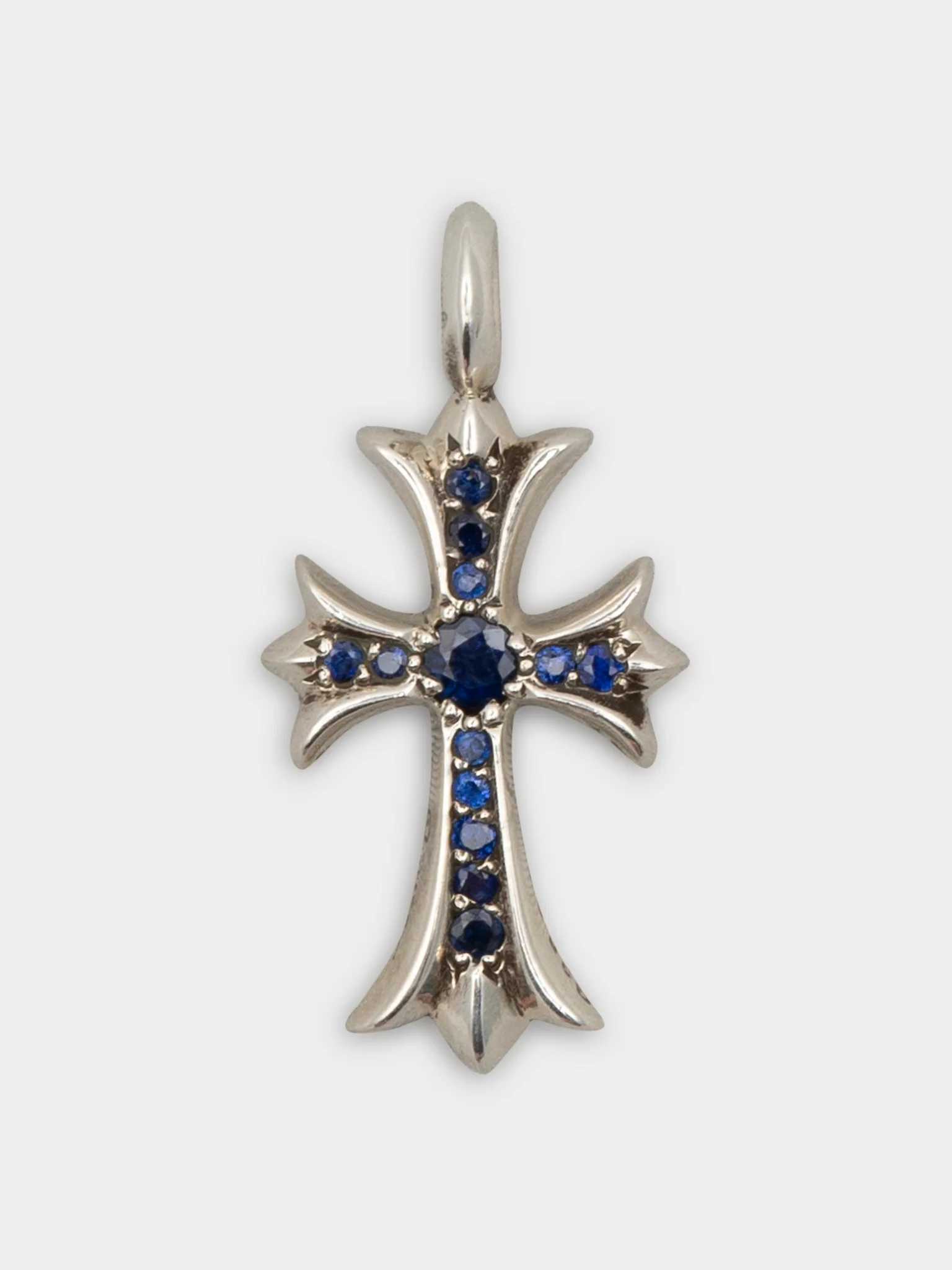 Blue Sapphire Tiny Fat Cross