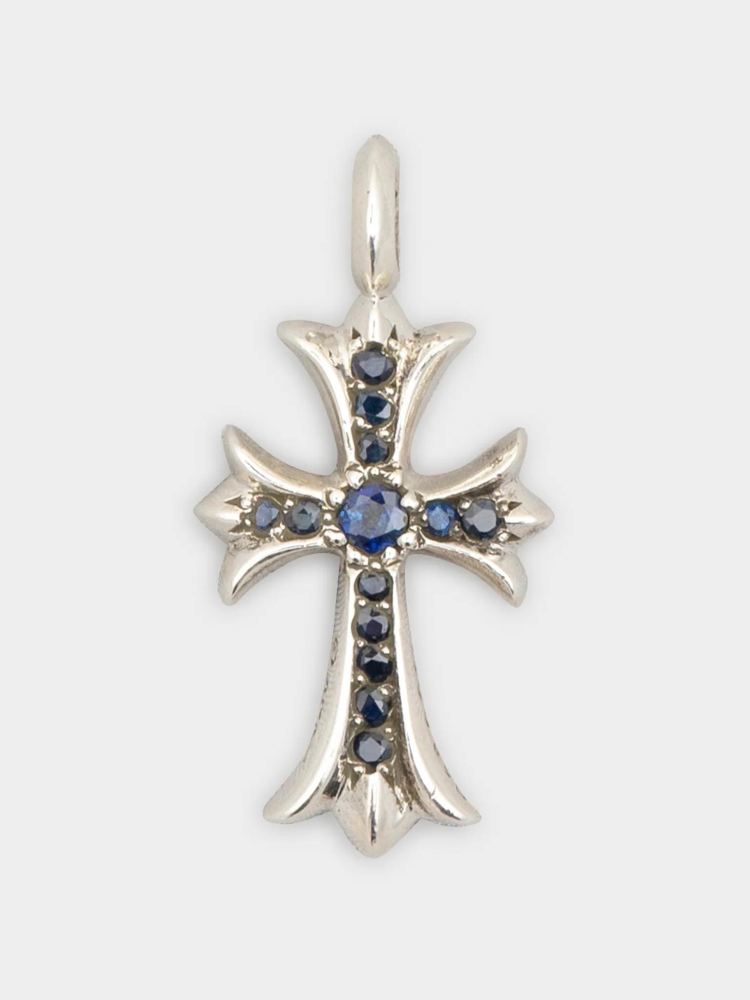 Blue Sapphire Tiny Fat Cross Pendant