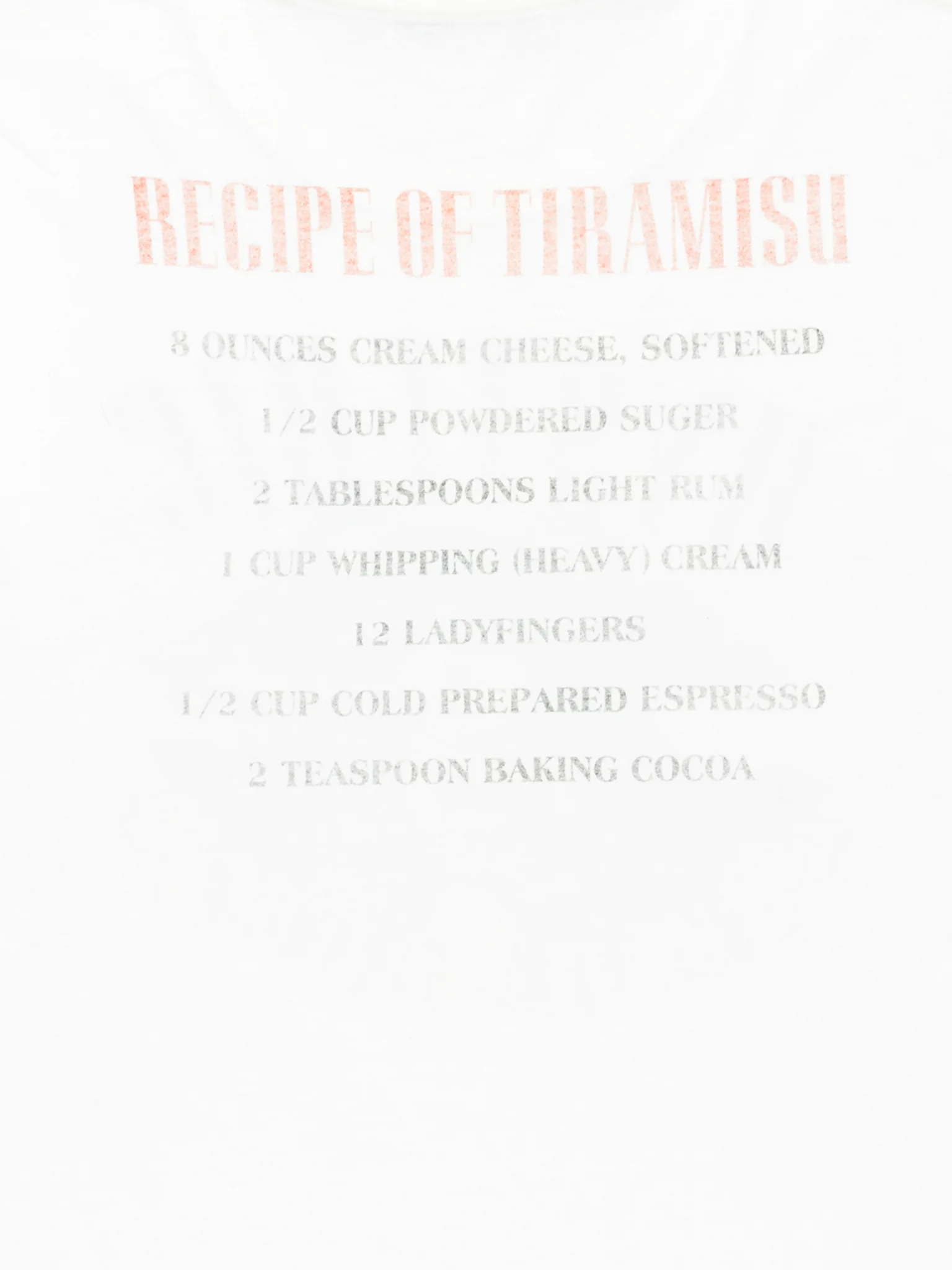 Tiramisu Recipe T-Shirt - Image 3