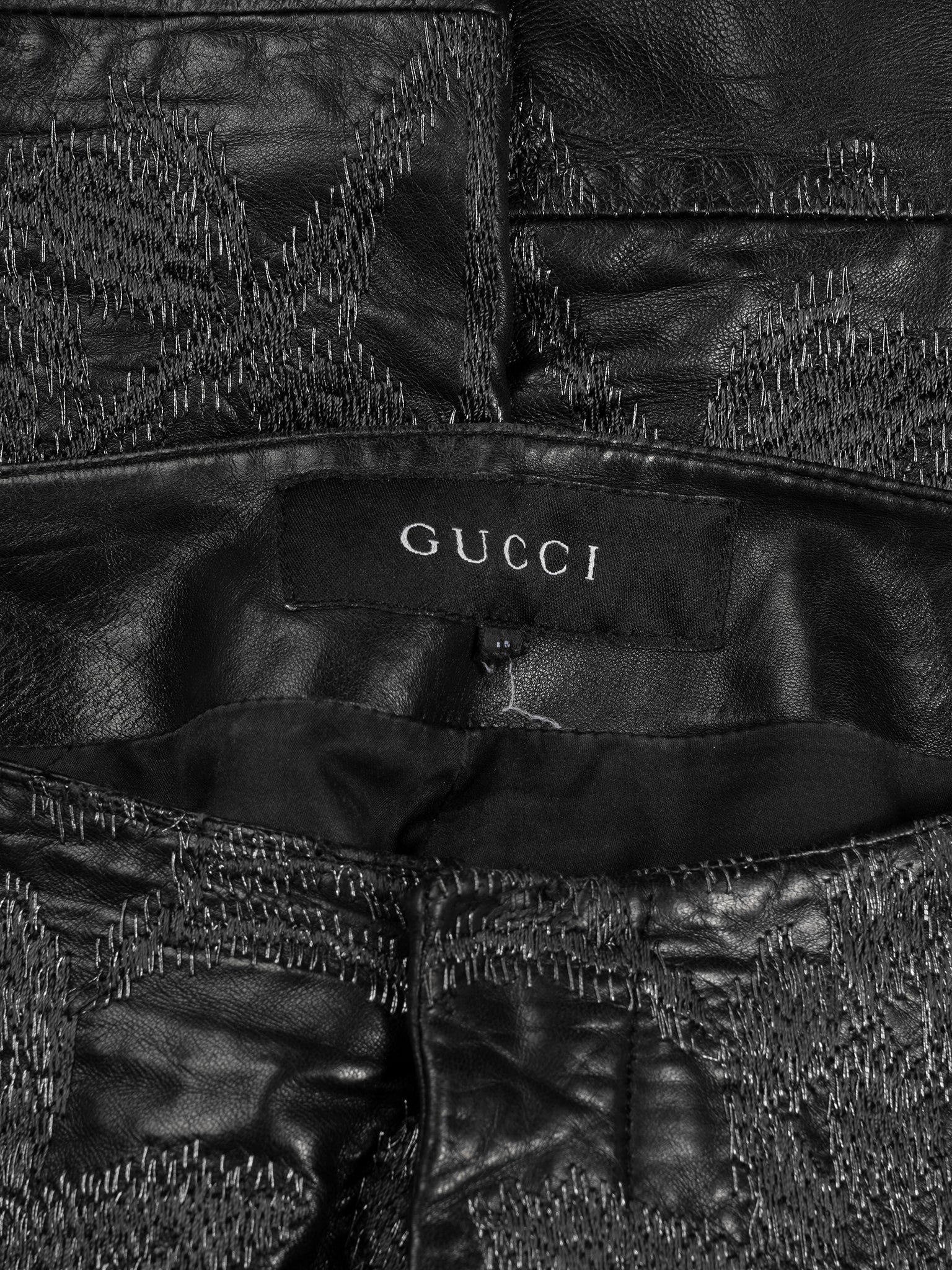 SS00 Flared Leather Embroidered Pants - Image 5