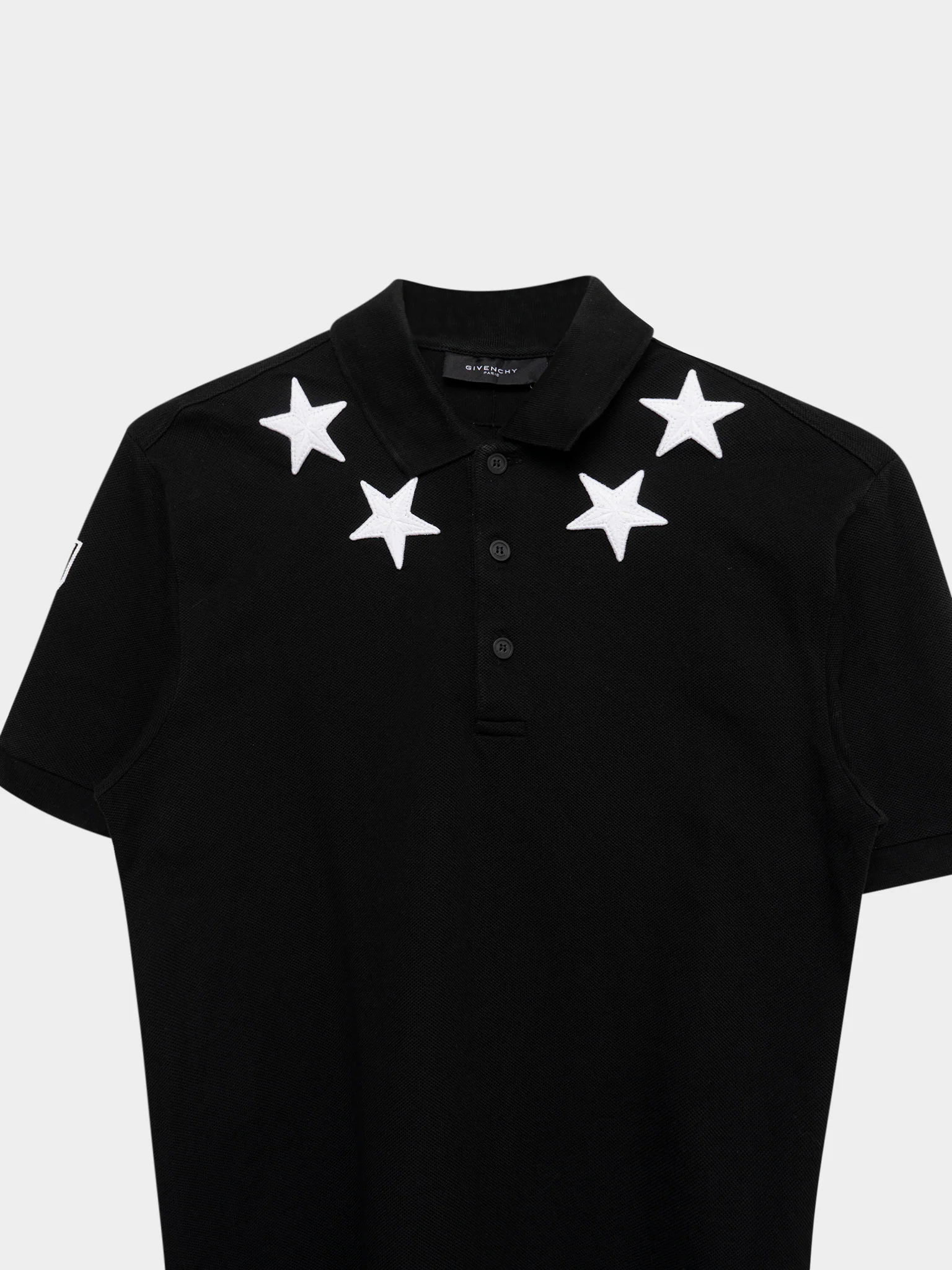 Triple Black Star Patch Polo Shirt - Image 2