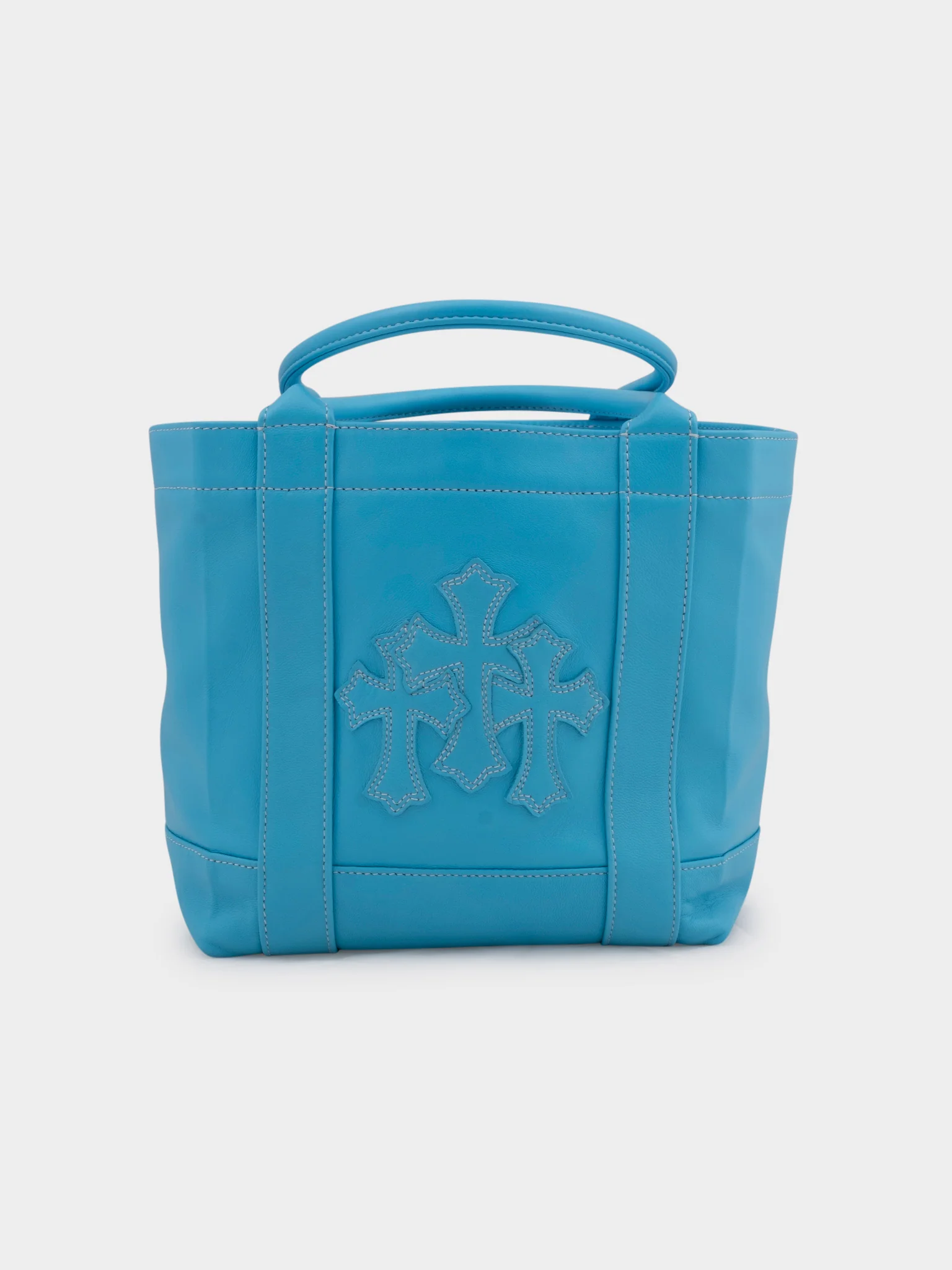 Triple Cross Patch Leather Tote Bag