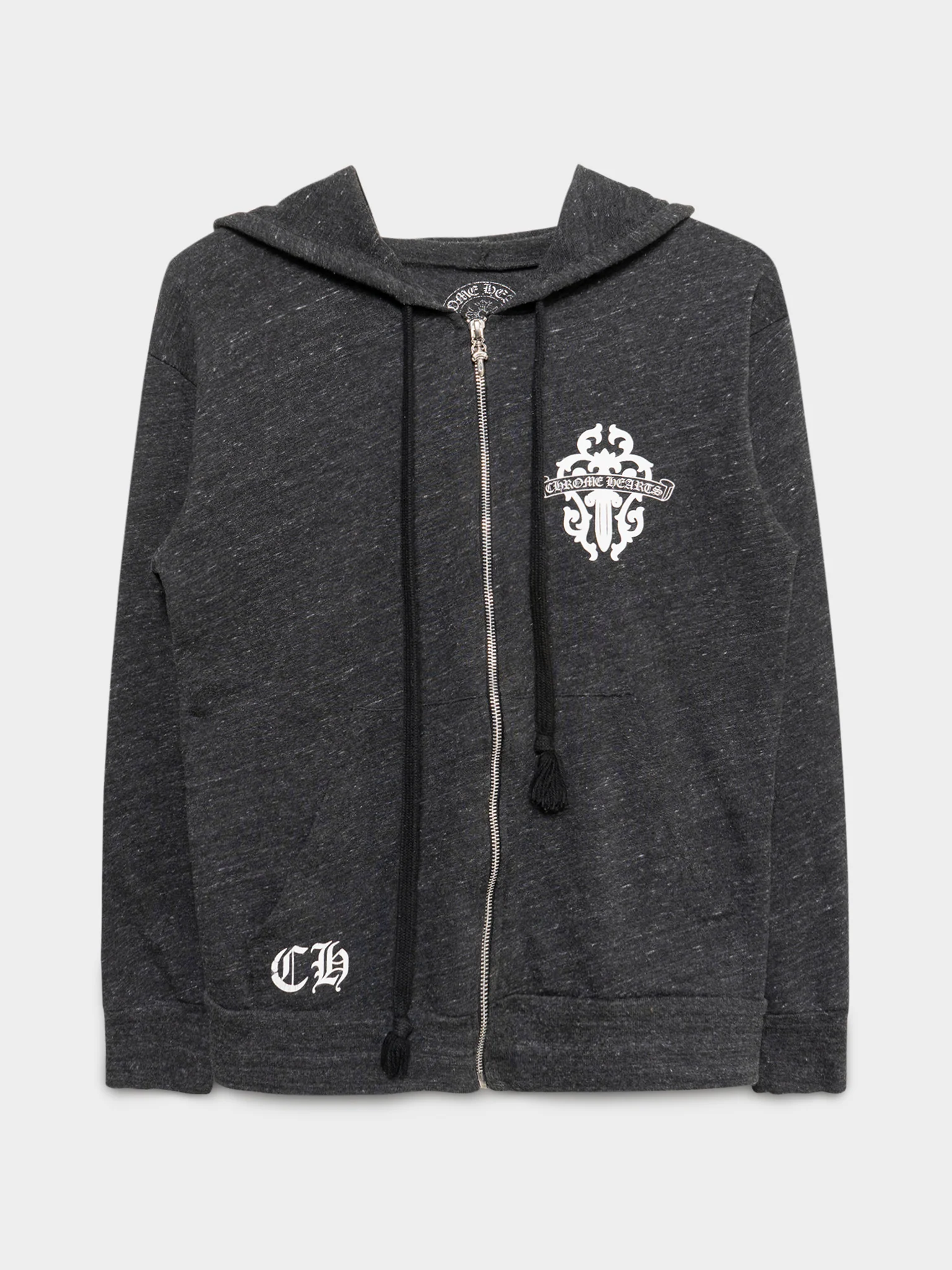 Vintage Heather Grey Zip-Up Hoodie