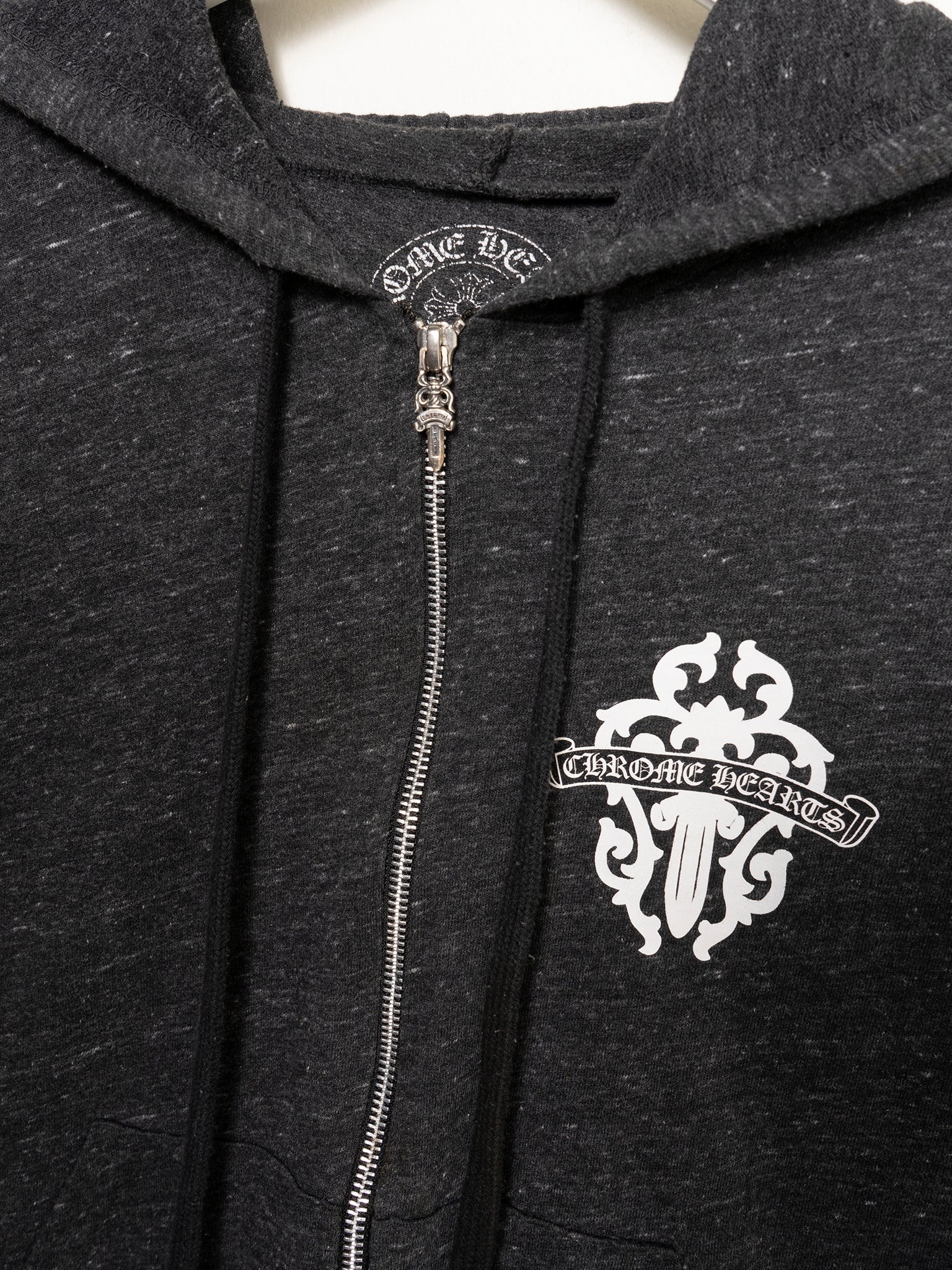 Vintage Heather Grey Zip-Up Hoodie - Image 2