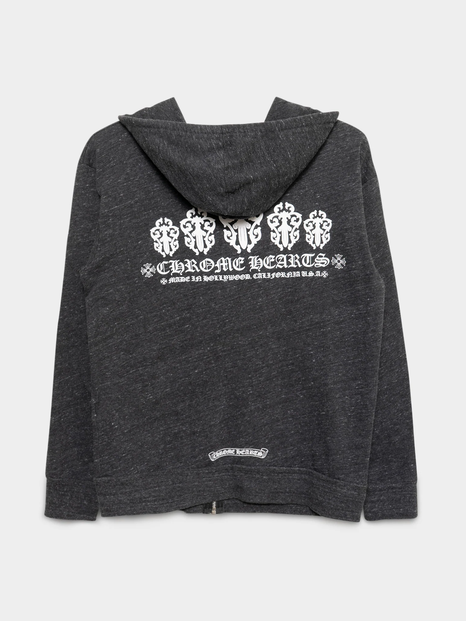 Vintage Heather Grey Zip-Up Hoodie - Image 3
